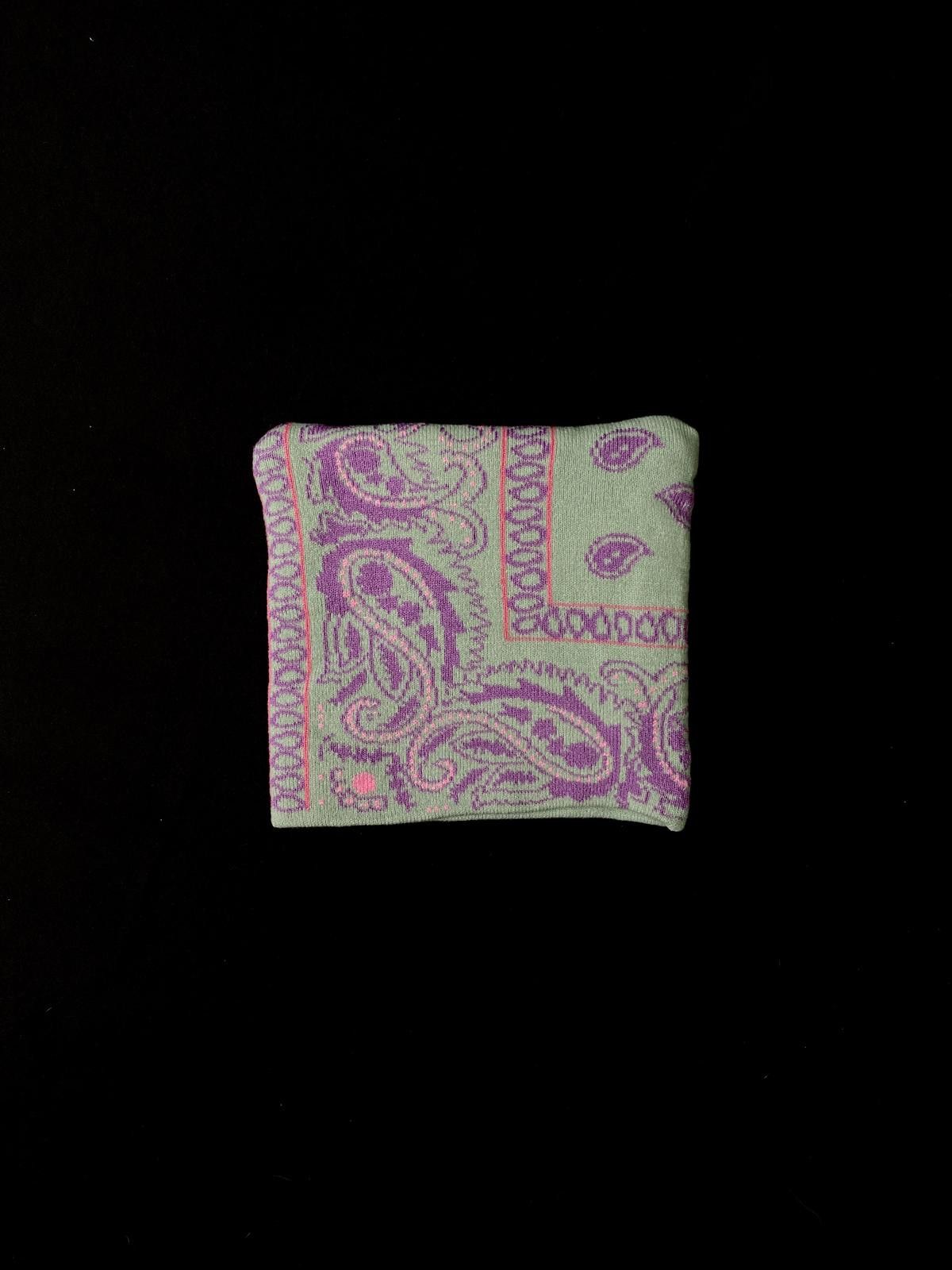 Japanese Brand Paisley Graphic Square No Cuff Knit Hat Purple Beanie OS Size ONE SIZE - 1 Thumbnail