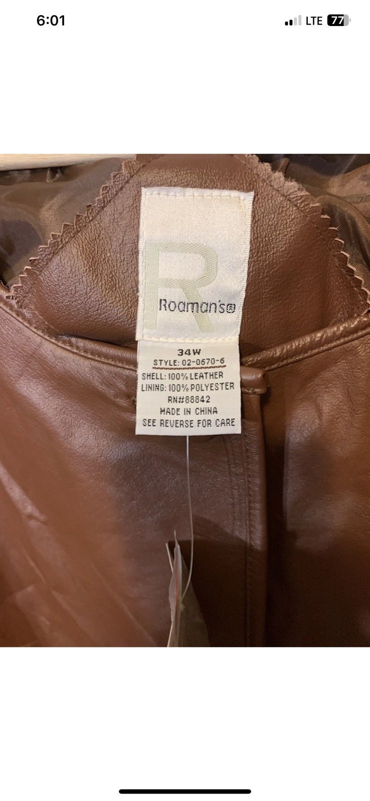 Other Roaman’s womens sz 34 leather top jacket brown Size 4XL / US 24-26 - 2 Thumbnail
