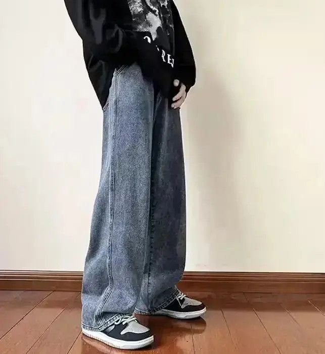 Japanese Brand Smoke Gray Color Straight Denim Baggy Pant Size US 32 / EU 48 - 6 Thumbnail
