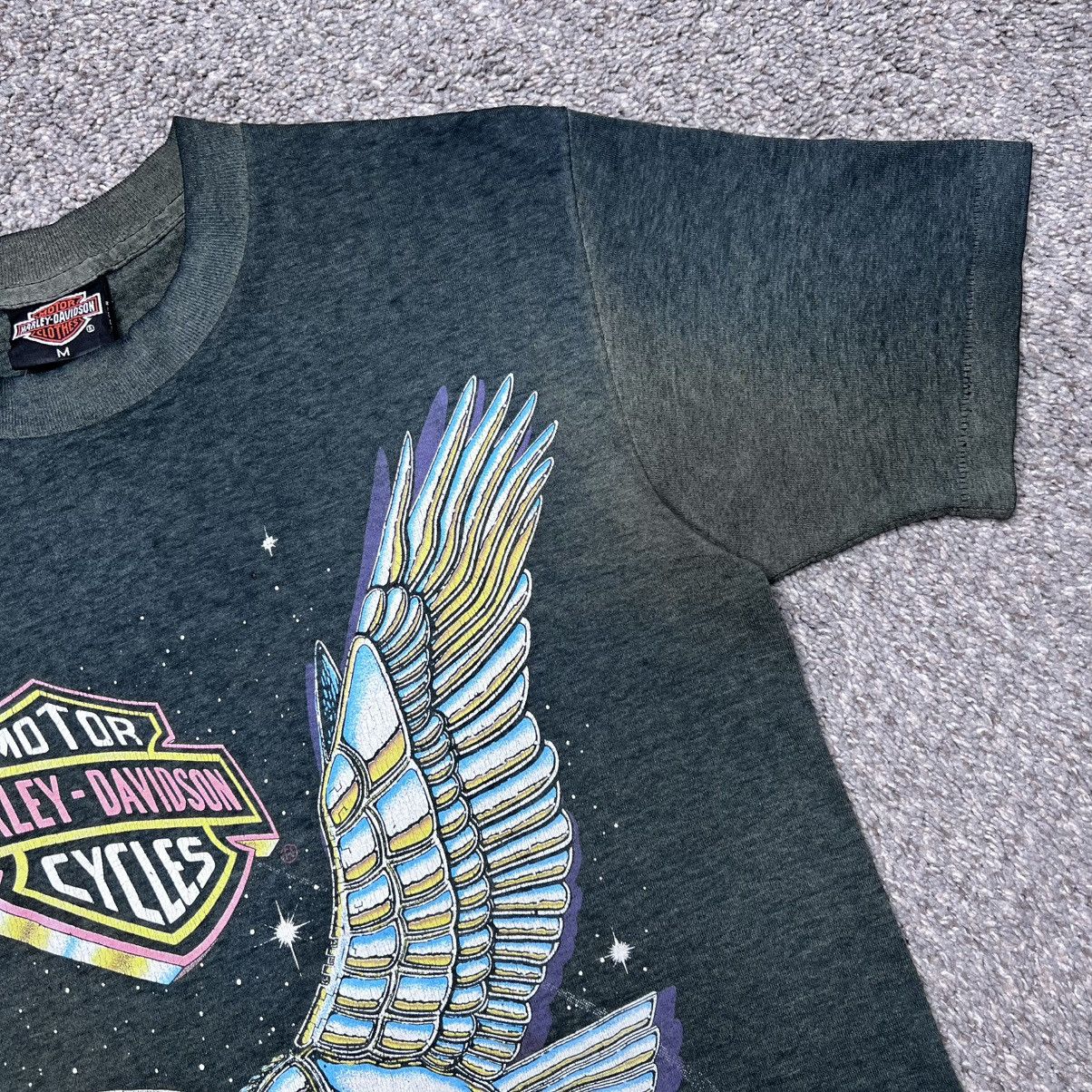 Harley Davidson Vintage 1990s Harley Davidson Chrome Eagle Neon Logo T-Shirt Size US M / EU 48-50 / 2 - 6 Thumbnail