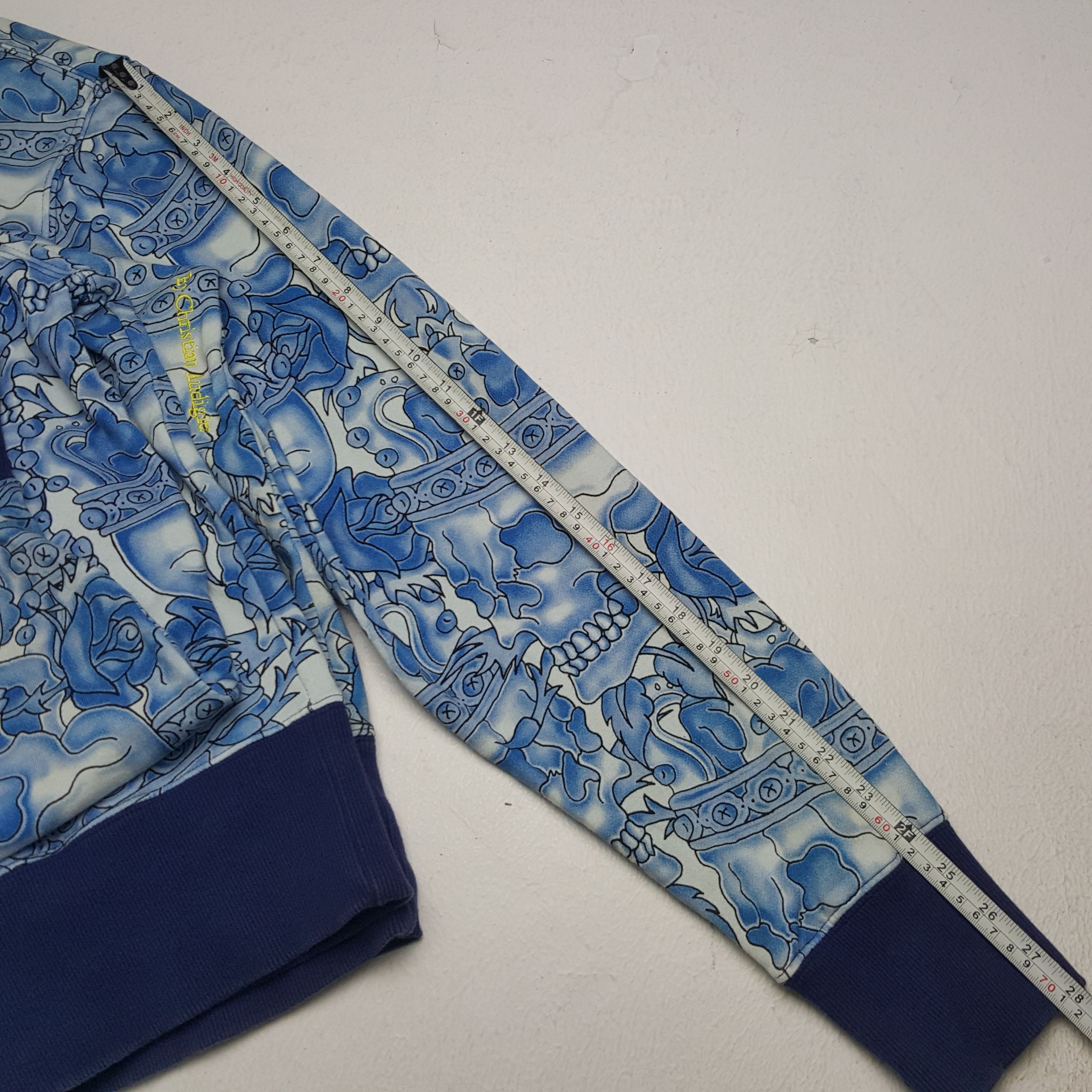 Christian Audigier × Ed Hardy × Vintage Vintage Ed Hardy By Christian Audiger Skull Fullprint Hoodie Size US L / EU 52-54 / 3 - 8 Thumbnail