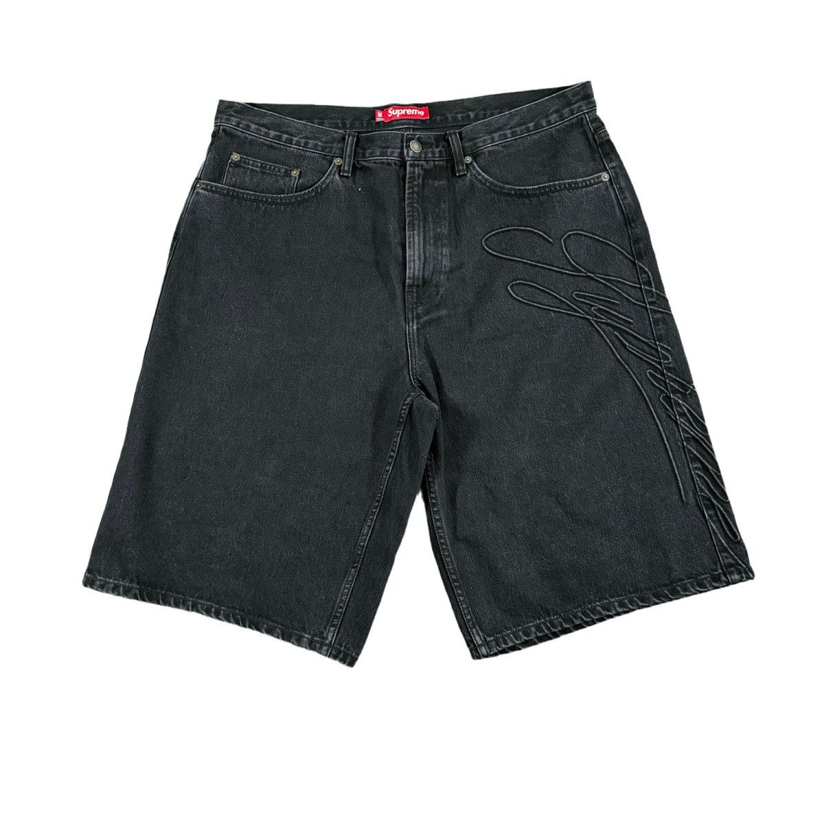 Supreme Supreme Script Baggy Denim Shorts | Grailed
