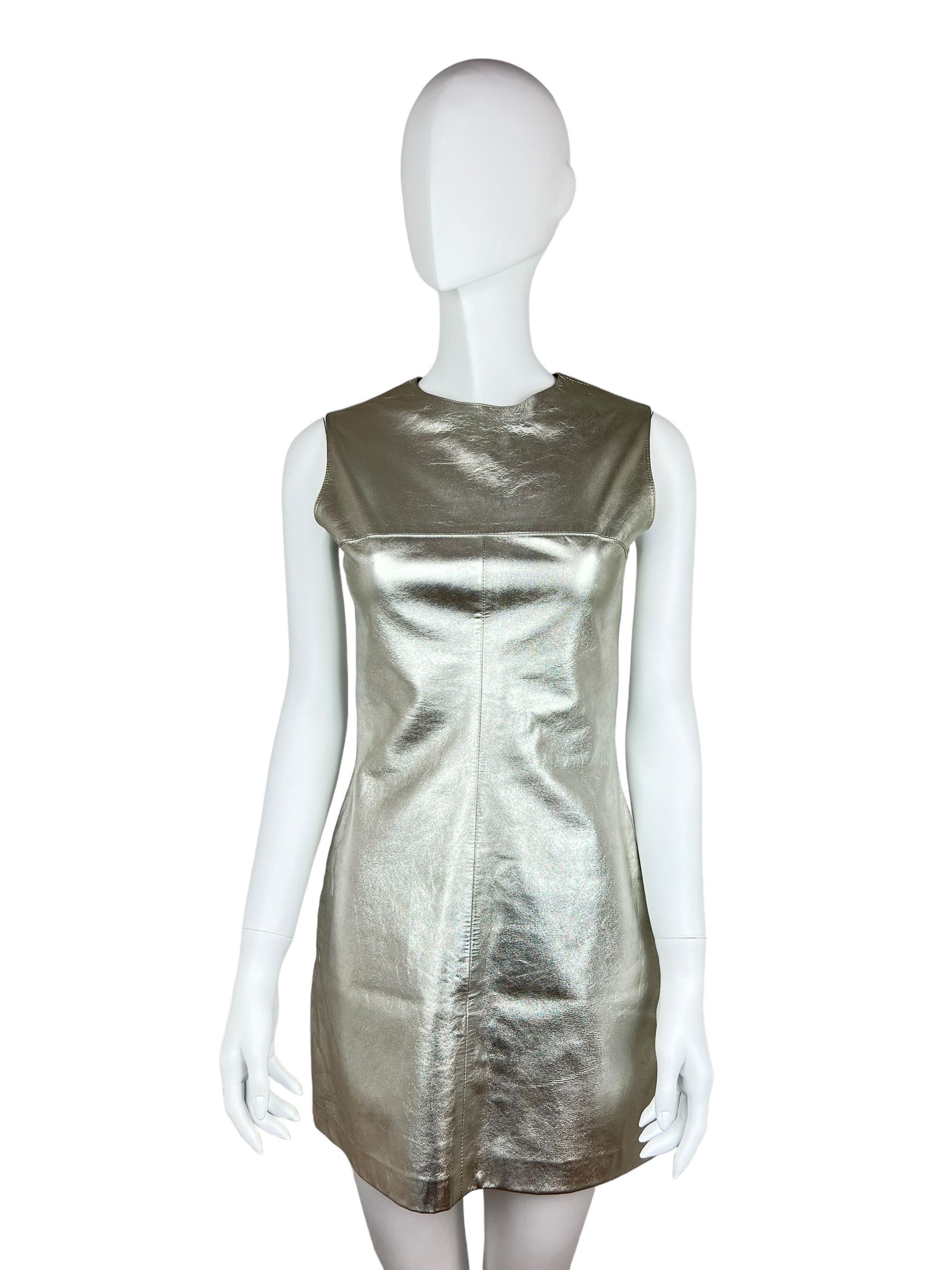 Paco Rabanne 1966 Metallic Leather Mini Dress.