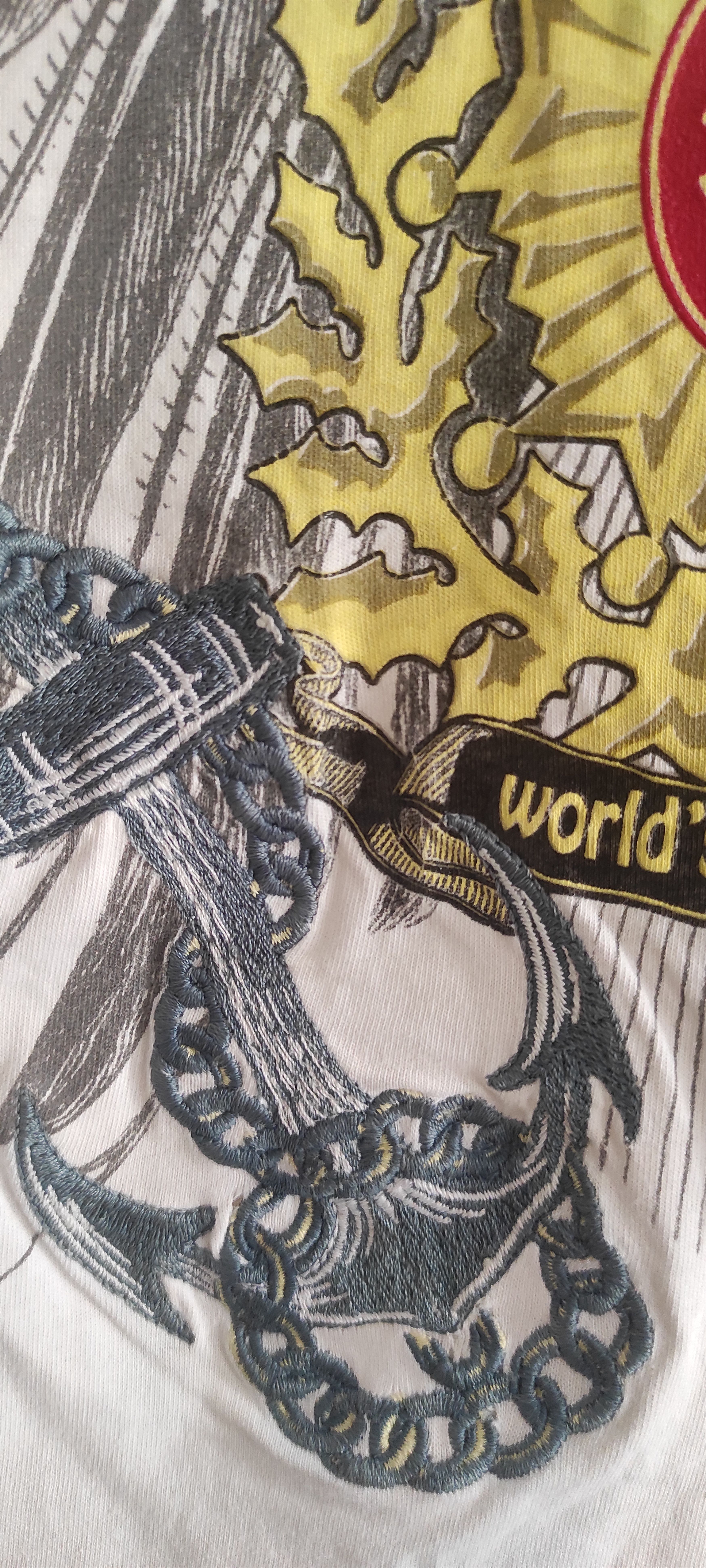 Just Cavalli Just Cavalli White Gold Printed Cotton Roundneck T-Shirt Size M / US 6-8 / IT 42-44 - 3 Thumbnail