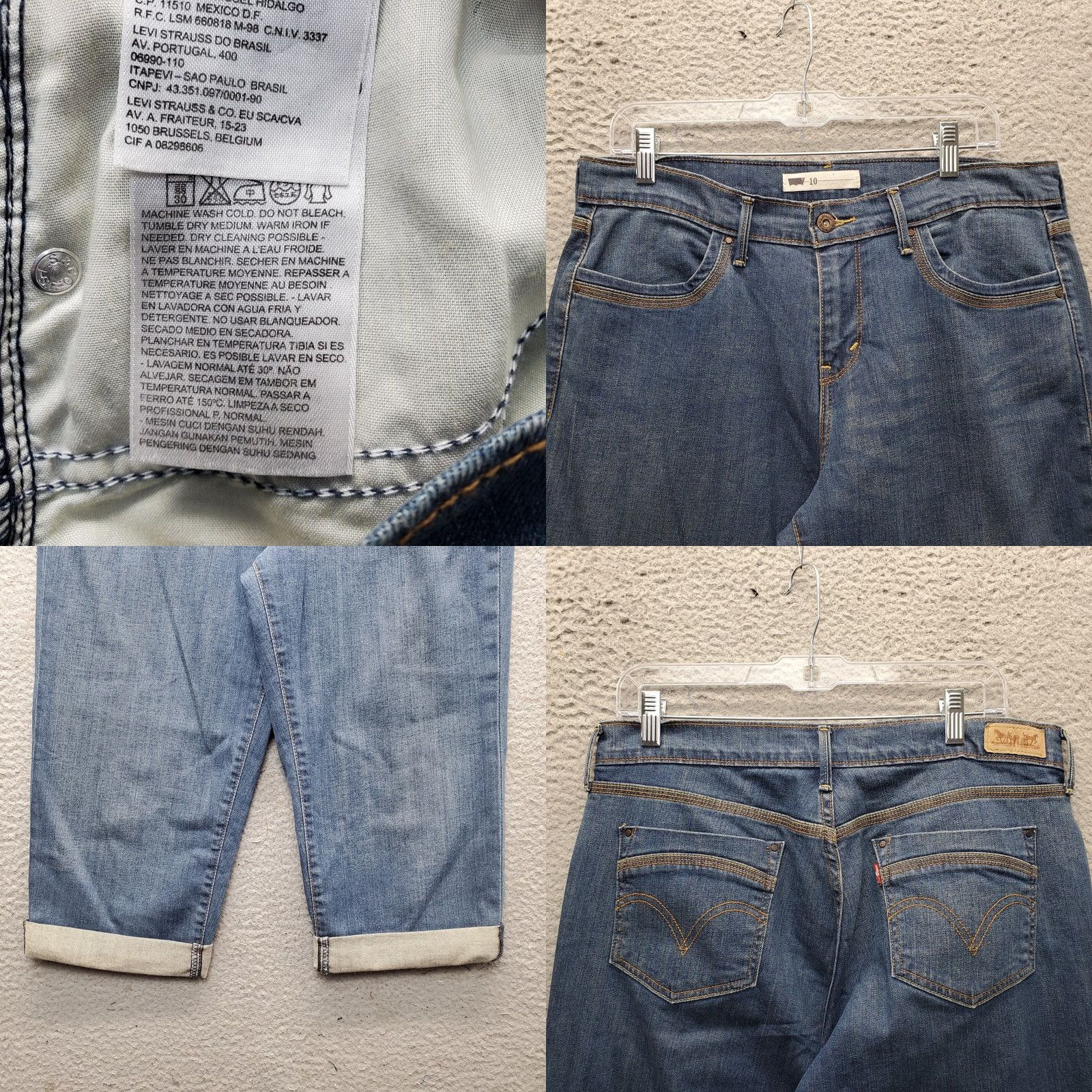 Levi's Levi's Womens Size 10 Blue Denim Capri Jeans Cropped Hem 27" Inseam 17.25" Regular Fit 34" Waist Red Tab Double Stitch Pockets Size 32" / US 10 / IT 46 - 8 Thumbnail