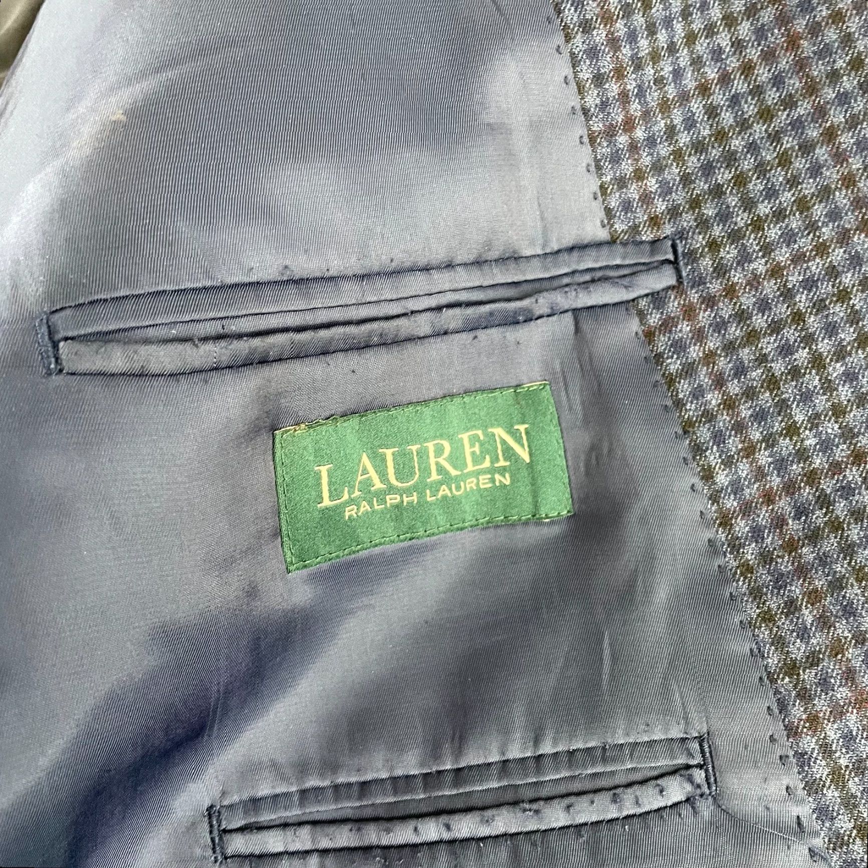 Ralph Lauren Lauren Ralph Lauren Sports Coat Blazer Men 46L Long Blue Check Wool Two-Button Jacket Size 46R - 3 Thumbnail