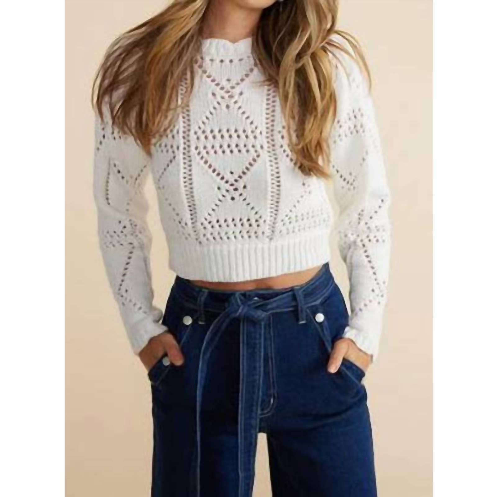 Minkpink Cara Crochet Jumper In White Grailed