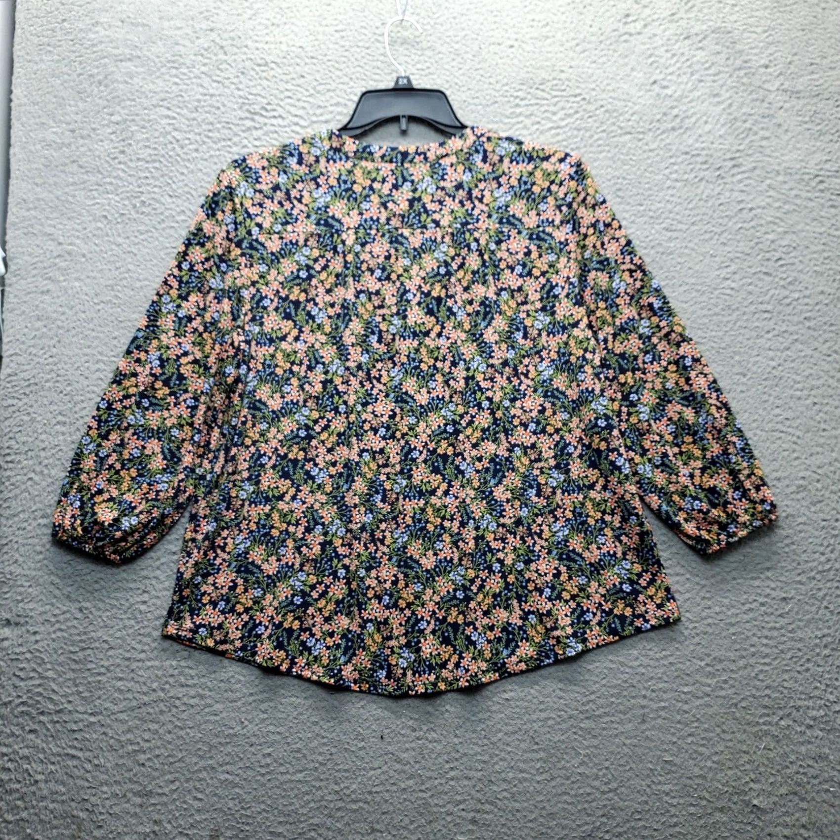 Vince Camuto Vince Camuto Blouse Womens Size L Multicolor Floral Balloon Sleeve Pullover Top Size L / US 10 / IT 46 - 2 Thumbnail