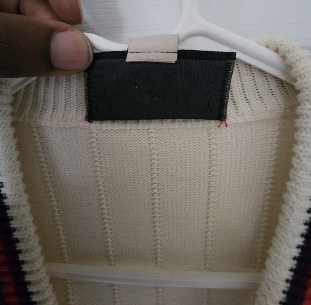 Gucci Gucci Men's Ivory Cable-Knit Cardigan XXL Stripe Trim Logo Size US XXL / EU 58 / 5 - 7 Thumbnail