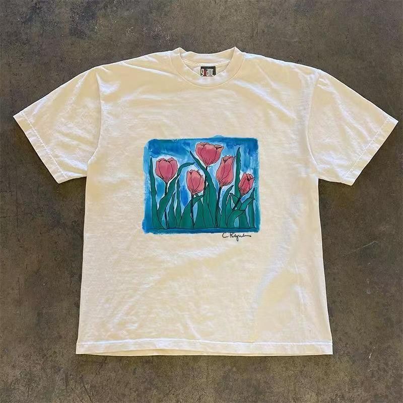 Japanese Brand × Vintage Street washed vintage tulip print cotton tee Size US M / EU 48-50 / 2 - 1 Thumbnail