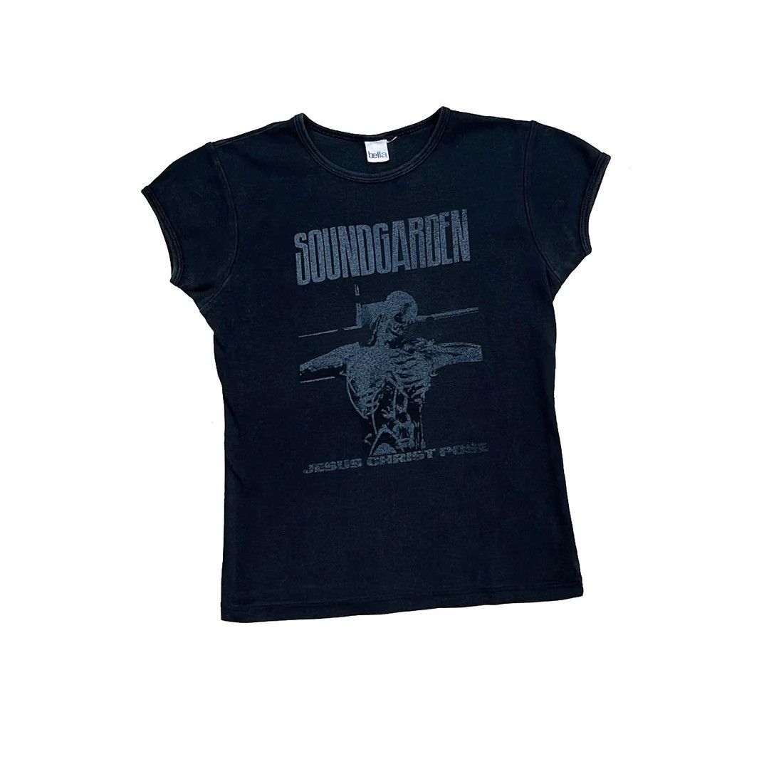image of Band Tees x Tour Tee Soundgarden 90's 1990 Vintage Jesus Christ Pose Band Girl Top in Black, Women'