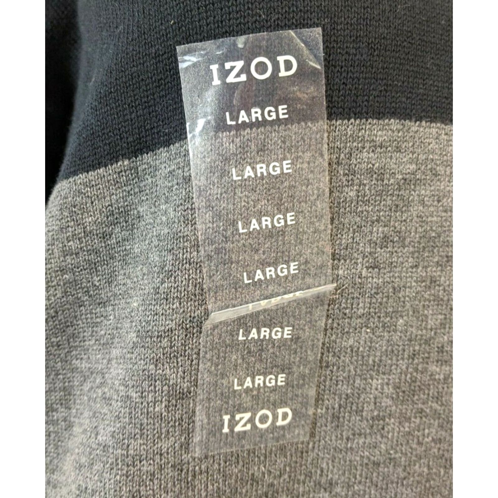 Izod NWT Izod Relaxed Knit Large L Gray Stripe Cotton Long Sleeve Sweater Shirt TT20 Size US L / EU 52-54 / 3 - 4 Thumbnail