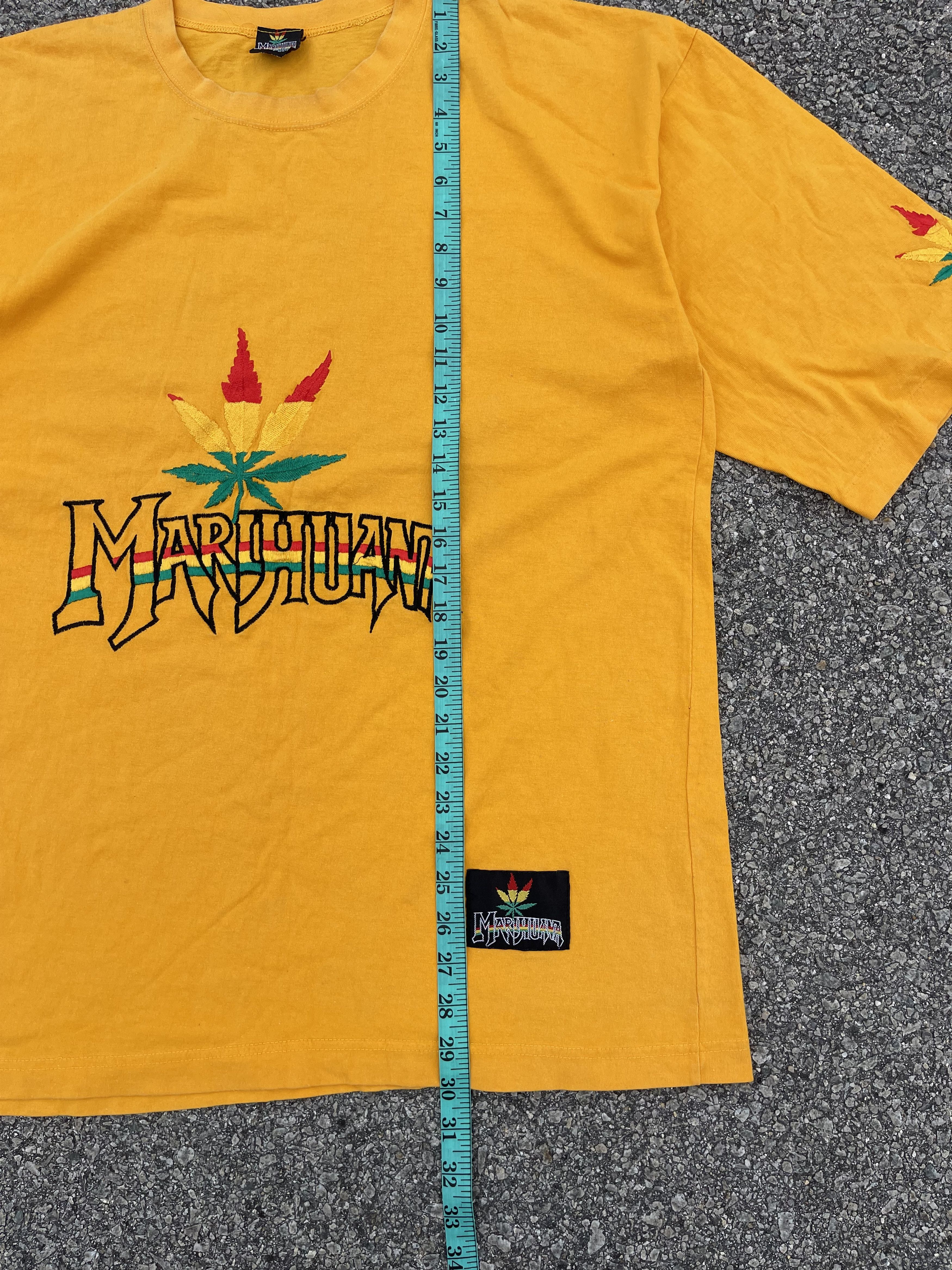 If Six Was Nine × Le Grande Bleu (L.G.B.) × Vintage Vintage 90s Marijuana / Cannabis Embroidery Yellow Size US XXL / EU 58 / 5 - 9 Thumbnail