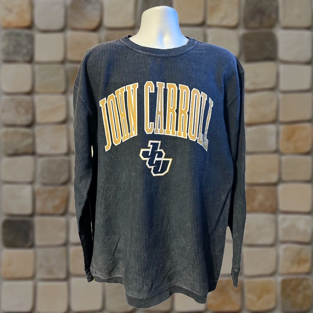 Vintage John Carroll University Pullover Ribbed Corduroy Sweatshirt Adult 2XL Navy Blue Size US XXL / EU 58 / 5 - 1 Thumbnail