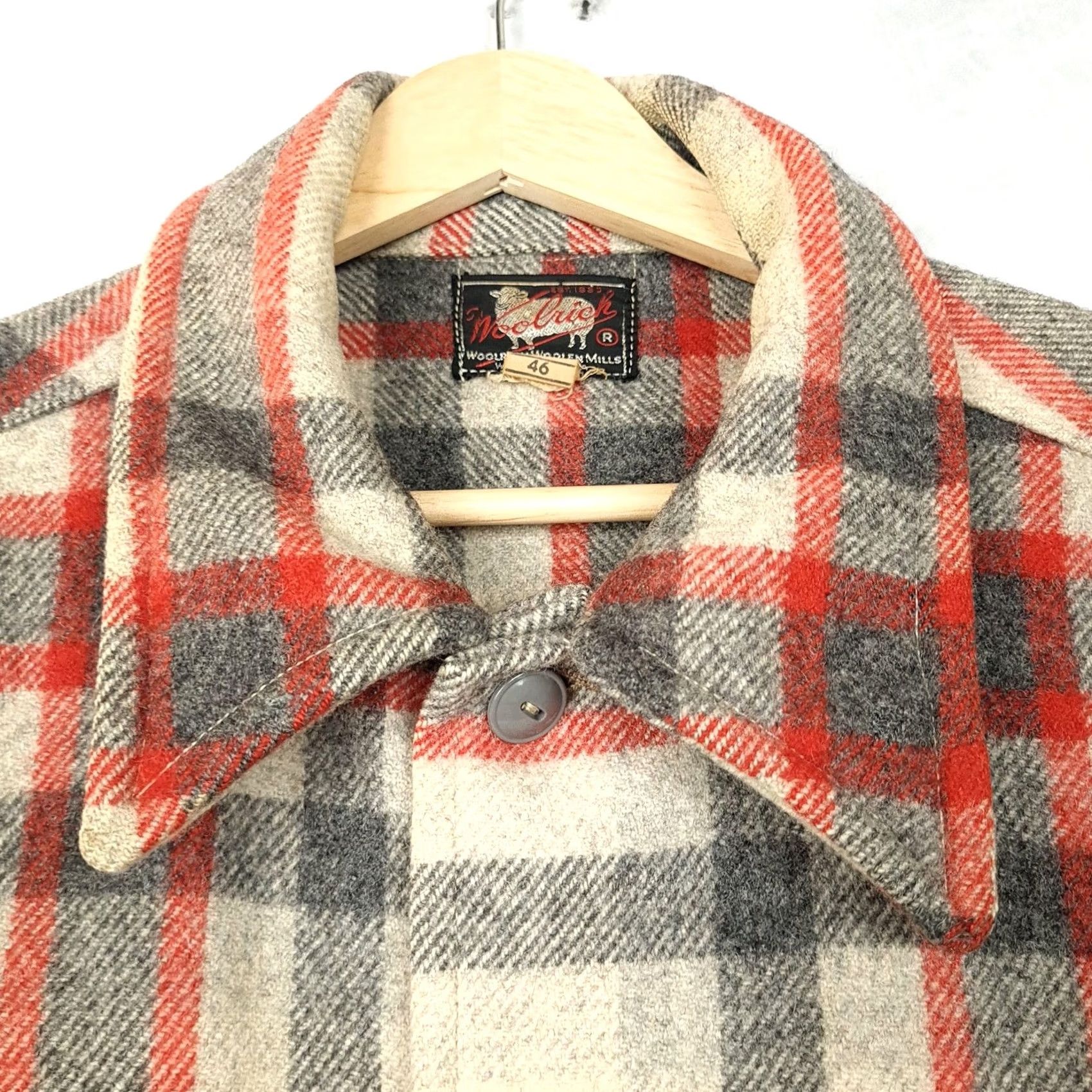 Vintage VINTAGE Woolrich Shirt Jacket Mens 46 Beige Plaid Wool Mackinaw Cruiser Work 50s Mens Size US XXL / EU 58 / 5 - 2 Thumbnail