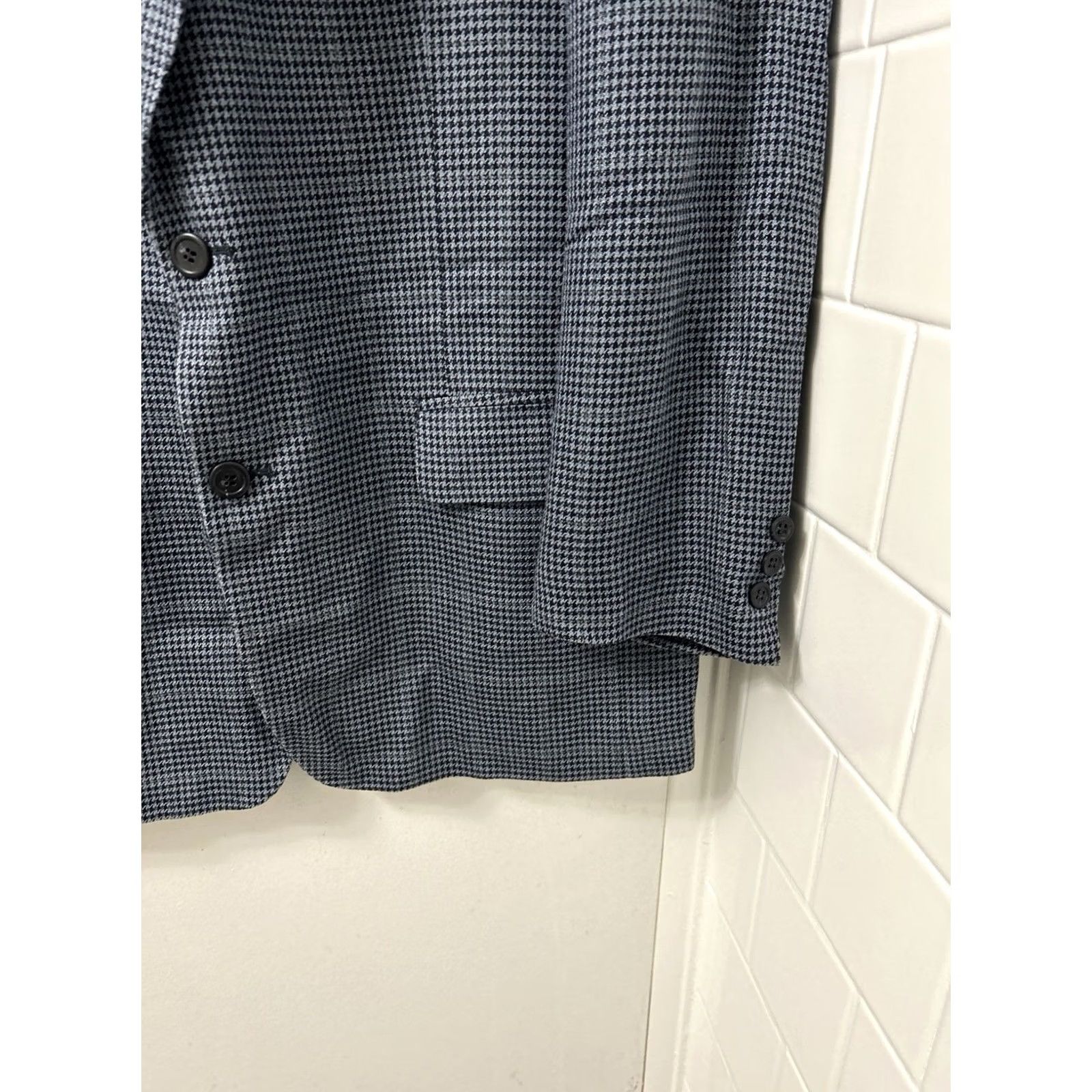Brooks Brothers VINTAGE Brooks Brothers Blazer Mens 41 Blue Houndstooth Wool Blend Sport Jacket Button Closure United States Mens Size 42R - 6 Thumbnail