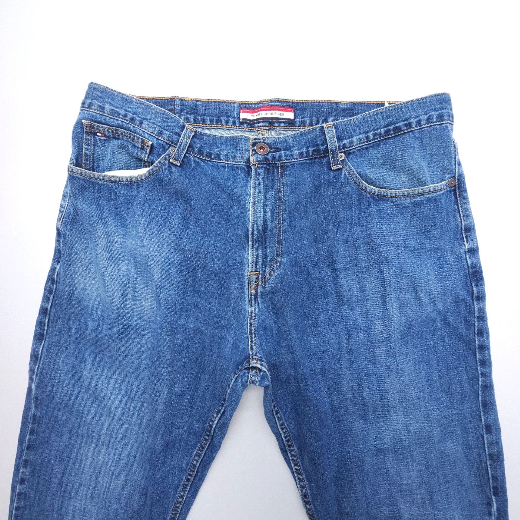 Tommy Hilfiger Tommy Hilfiger Jeans Mens 38 x 30 Blue Relaxed 100% Cotton Denim Straight 5-Pocket Logo Vintage: No Y2K 90s American Mens Jeans Size US 38 / EU 54 - 4 Thumbnail