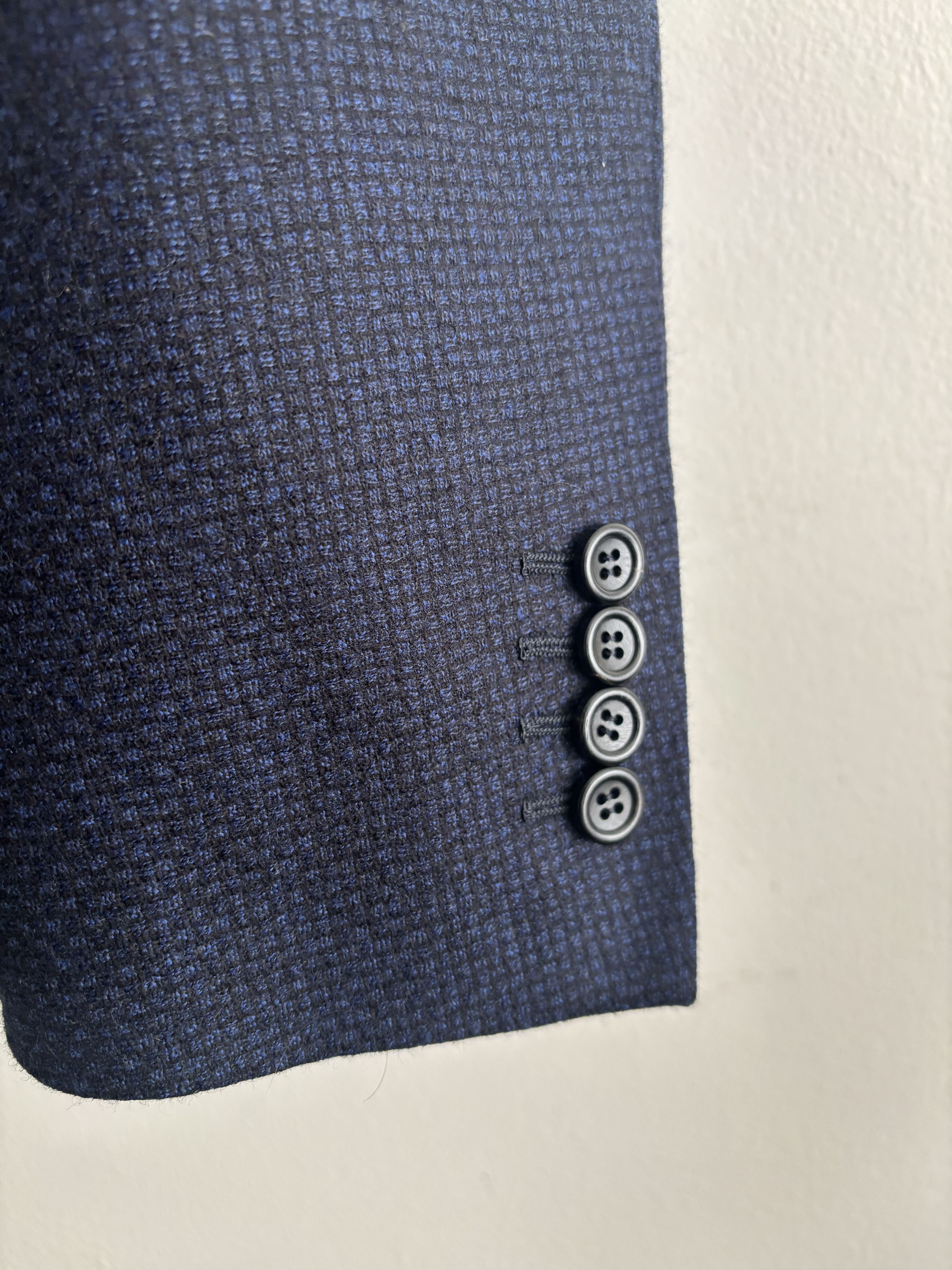 Canali $1595 Kei Navy Blue Microcheck Unstructured Wool Sport Coat Size 46R - 4 Thumbnail