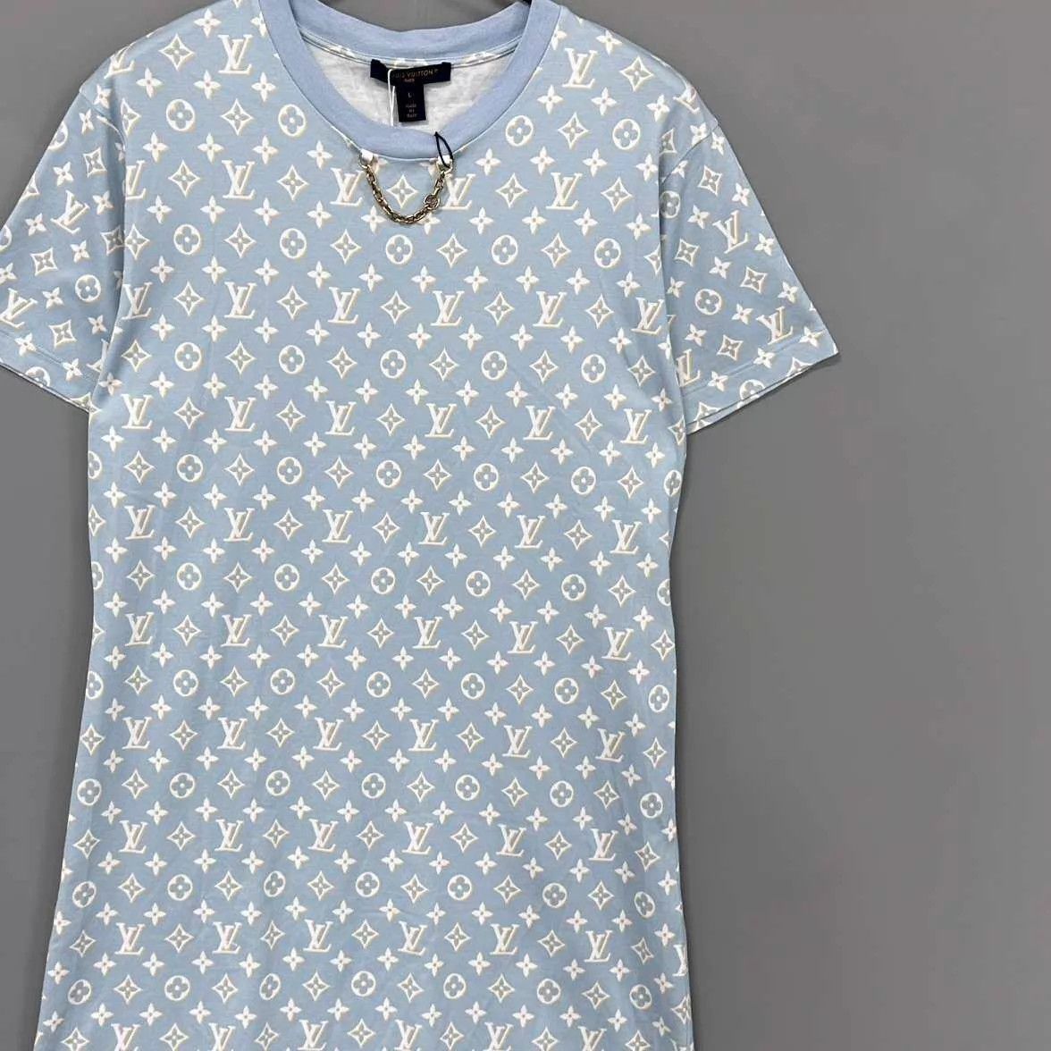 Louis Vuitton LV Monogram Light Blue Dress L Size L / US 10 / IT 46 - 2 Thumbnail