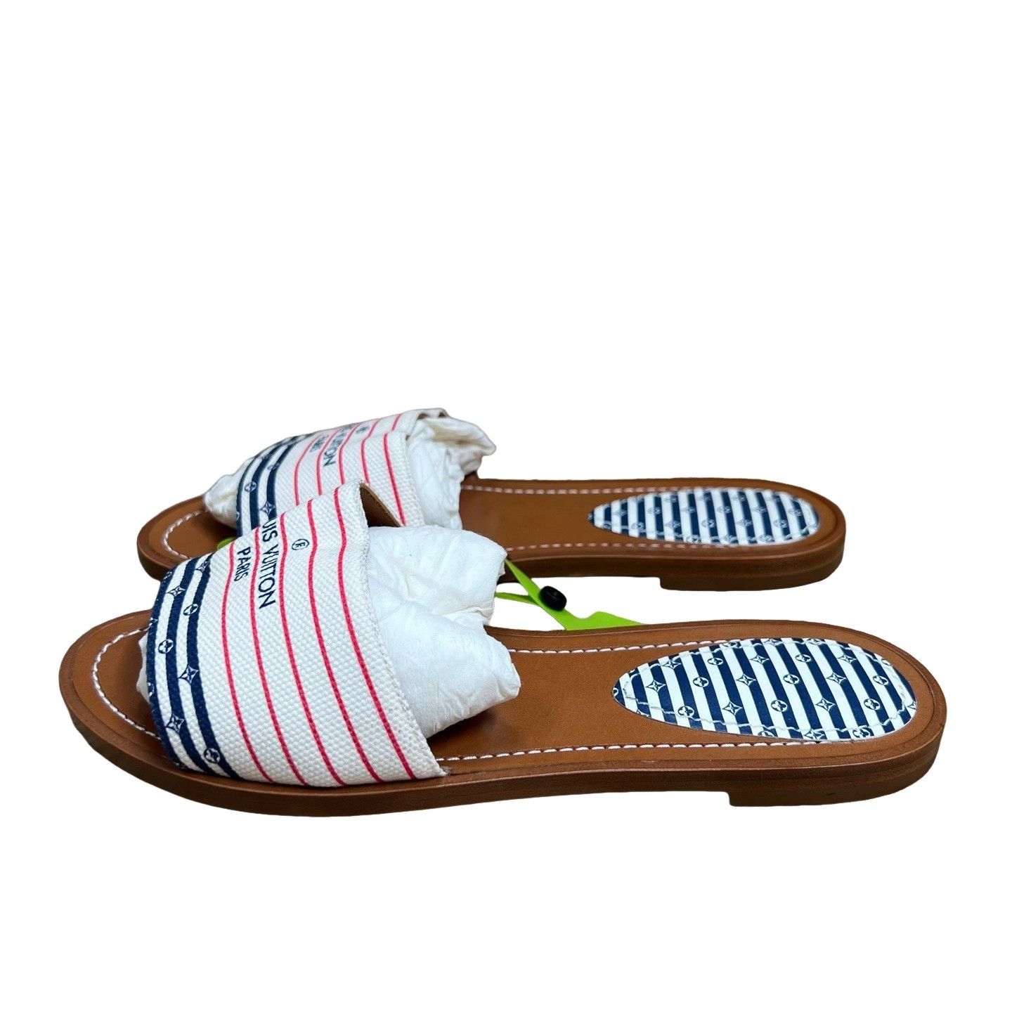 Louis Vuitton Louis Vuitton Lock It Striped Slides Size 36 Size US 6 / IT 36 - 1 Thumbnail