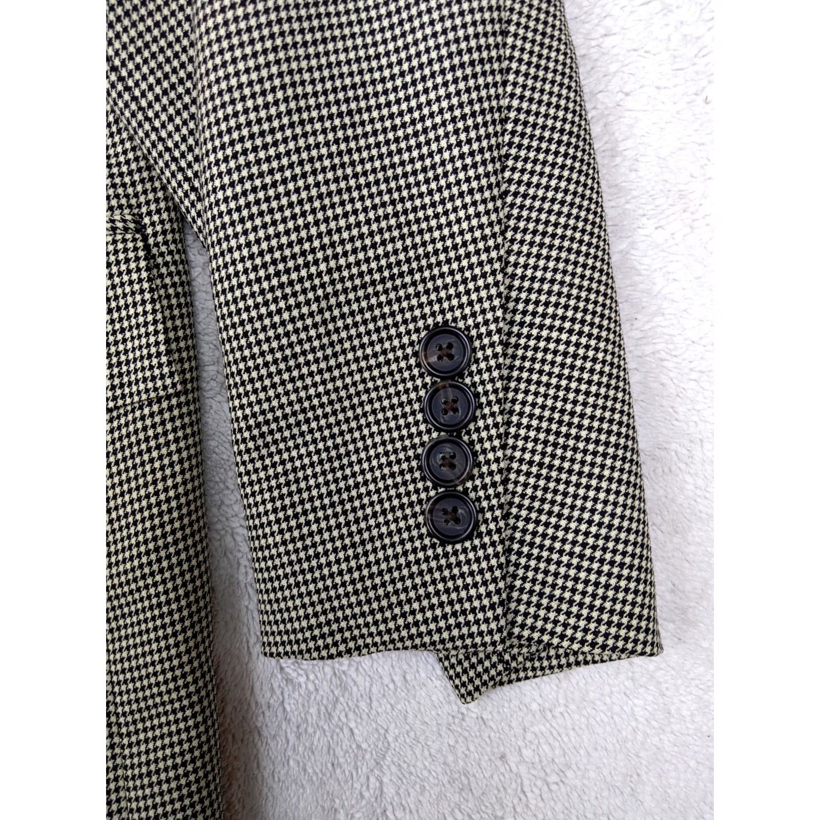 Vintage American Living Blazer Jacket Men 2 Button Houndstooth Wool 100% Notch Lapel Gray 42R Slim Regular Vintage? Size 42R - 2 Thumbnail