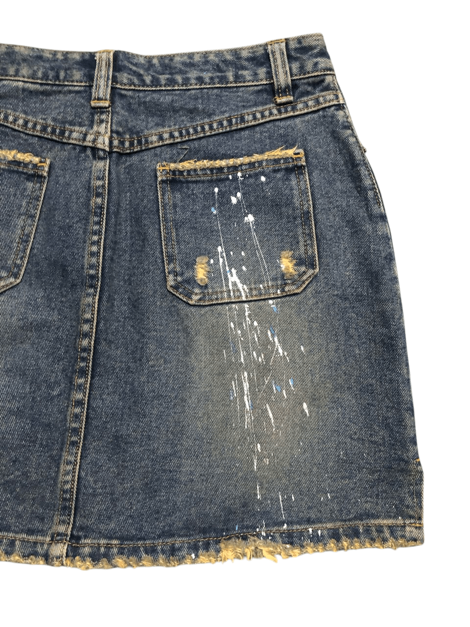 If Six Was Nine Japanese MouthValley Painters Denim Skirt Distressed Design Size 30" / US 8 / IT 44 - 6 Thumbnail