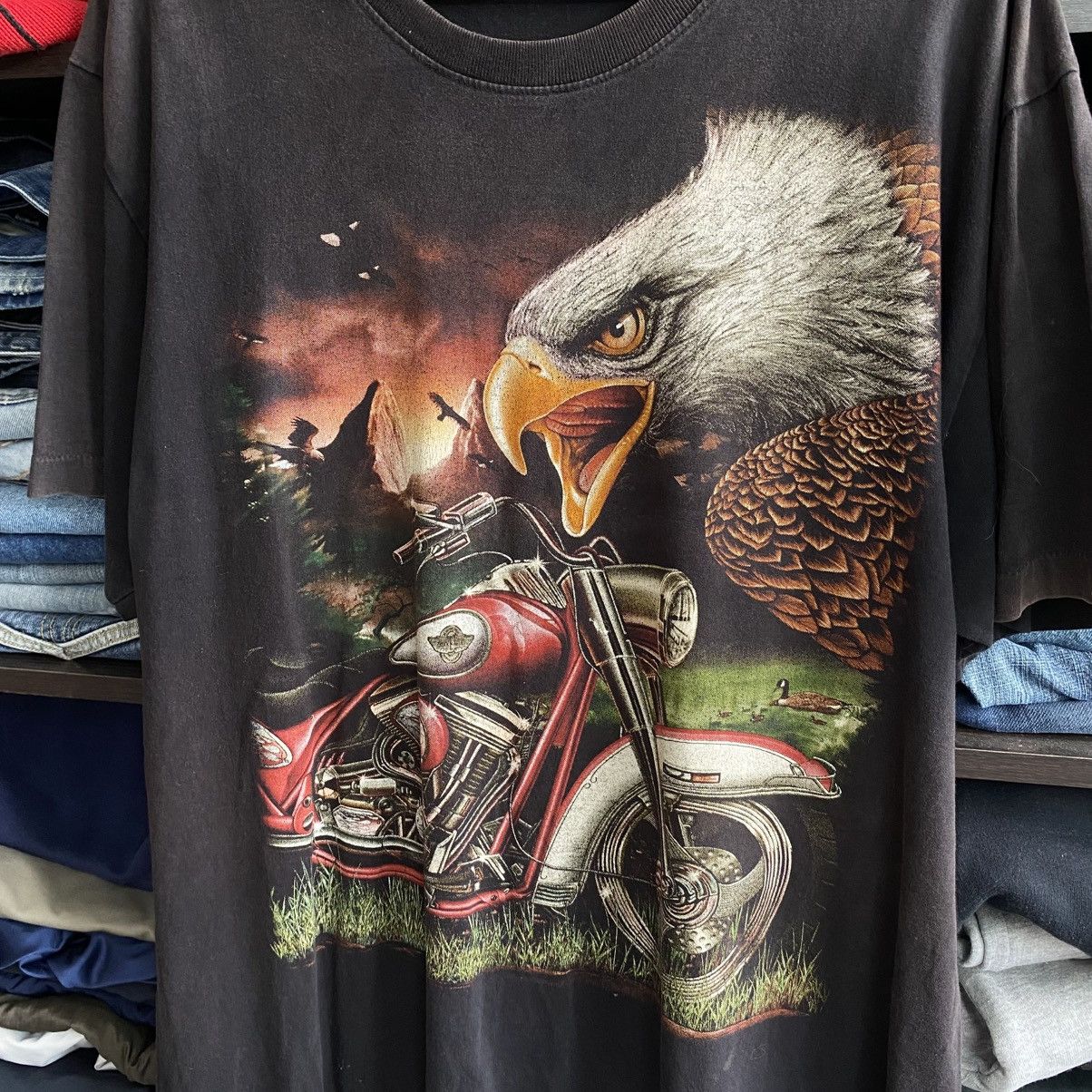 Harley Davidson Vintage Harley Davidson Style Overprinted Eagle Logo 90’s te Size US L / EU 52-54 / 3 - 2 Thumbnail