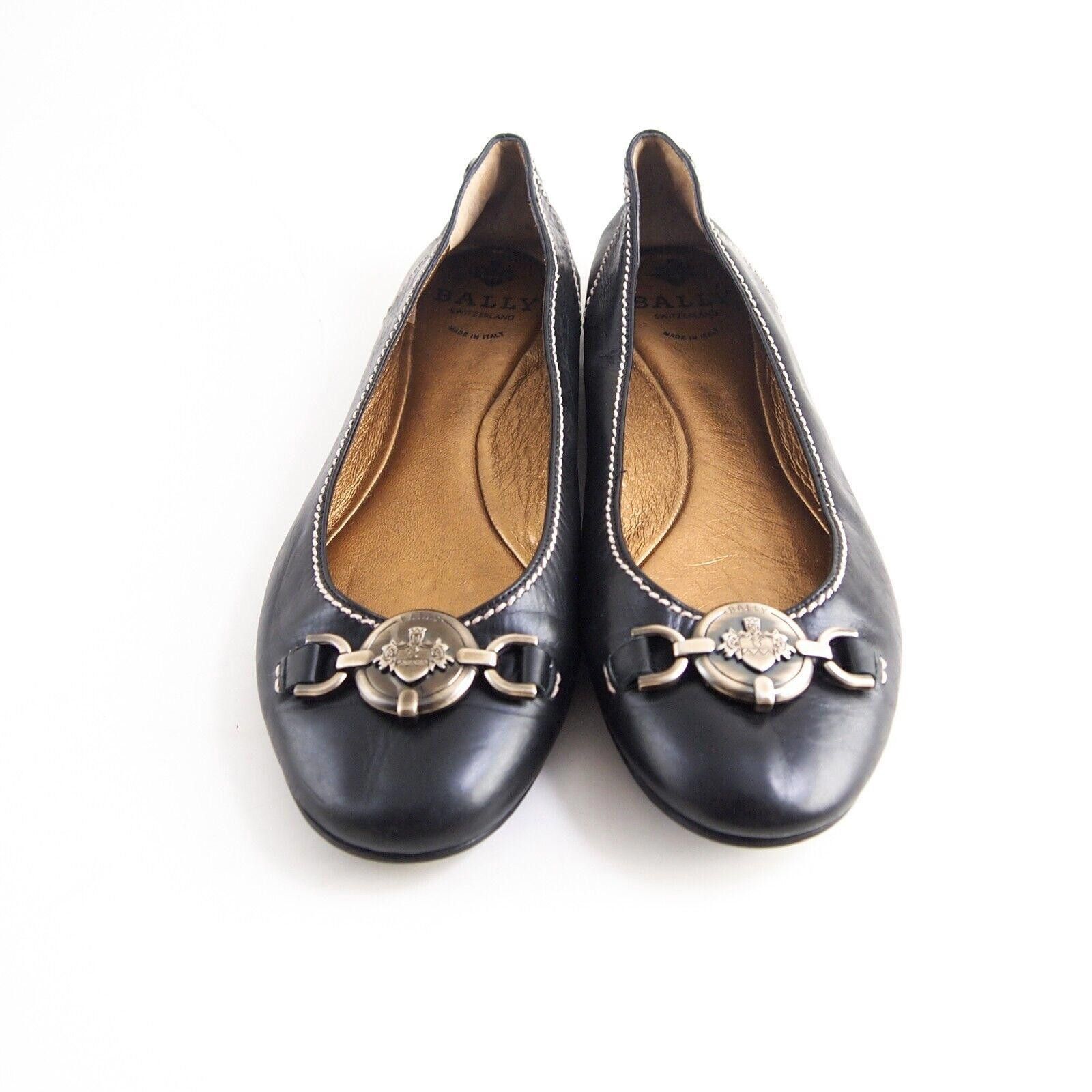 Bally Campbell Flats Black Leather Womens EU 36 US 5.5 $520