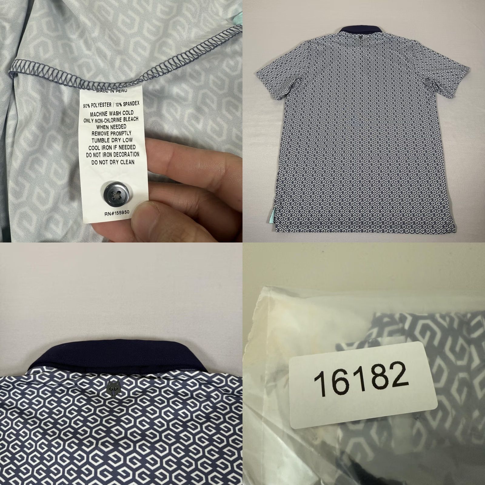 Vintage Greyson Polo Shirt Mens Medium Blue Geometric Print Golf Polo Stretch Performance Moisture Wicking Size US M / EU 48-50 / 2 - 8 Thumbnail