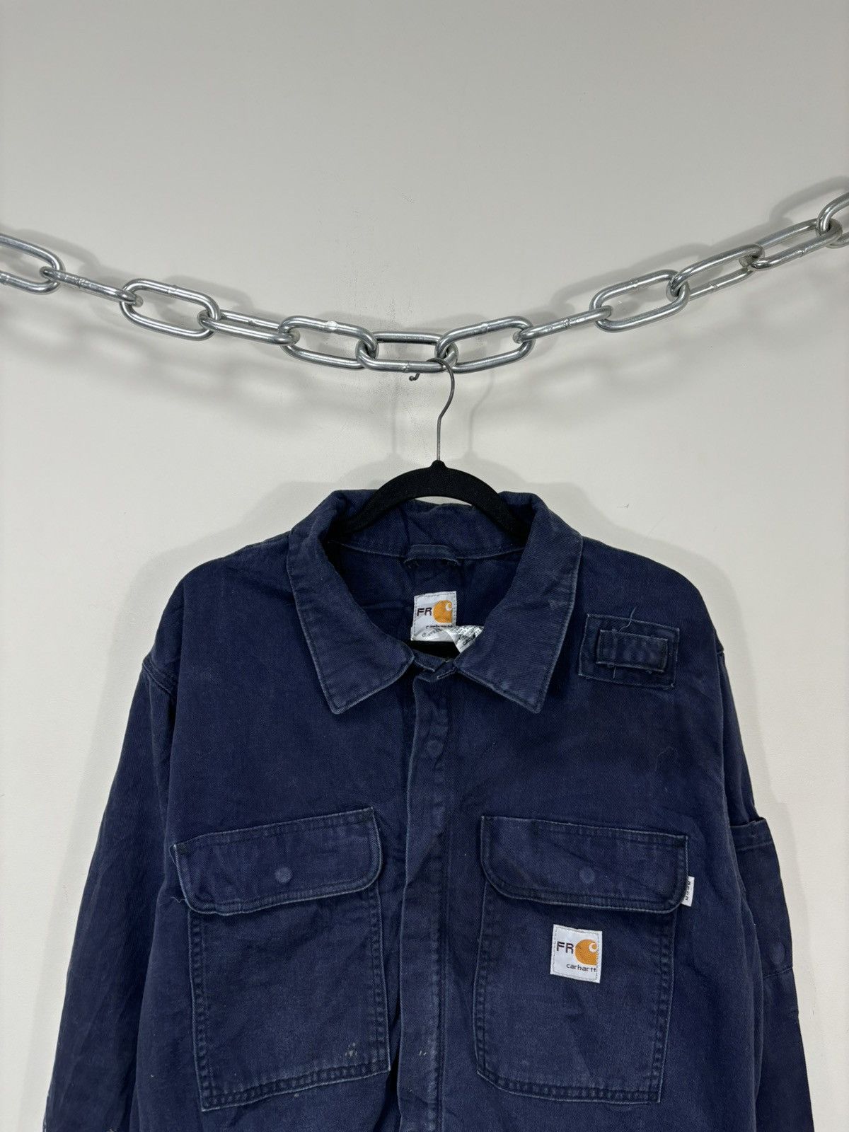 Carhartt Vintage Carhartt FR Navy Blue Workwear Boxy Cropped Jacket Size US L / EU 52-54 / 3 - 2 Thumbnail