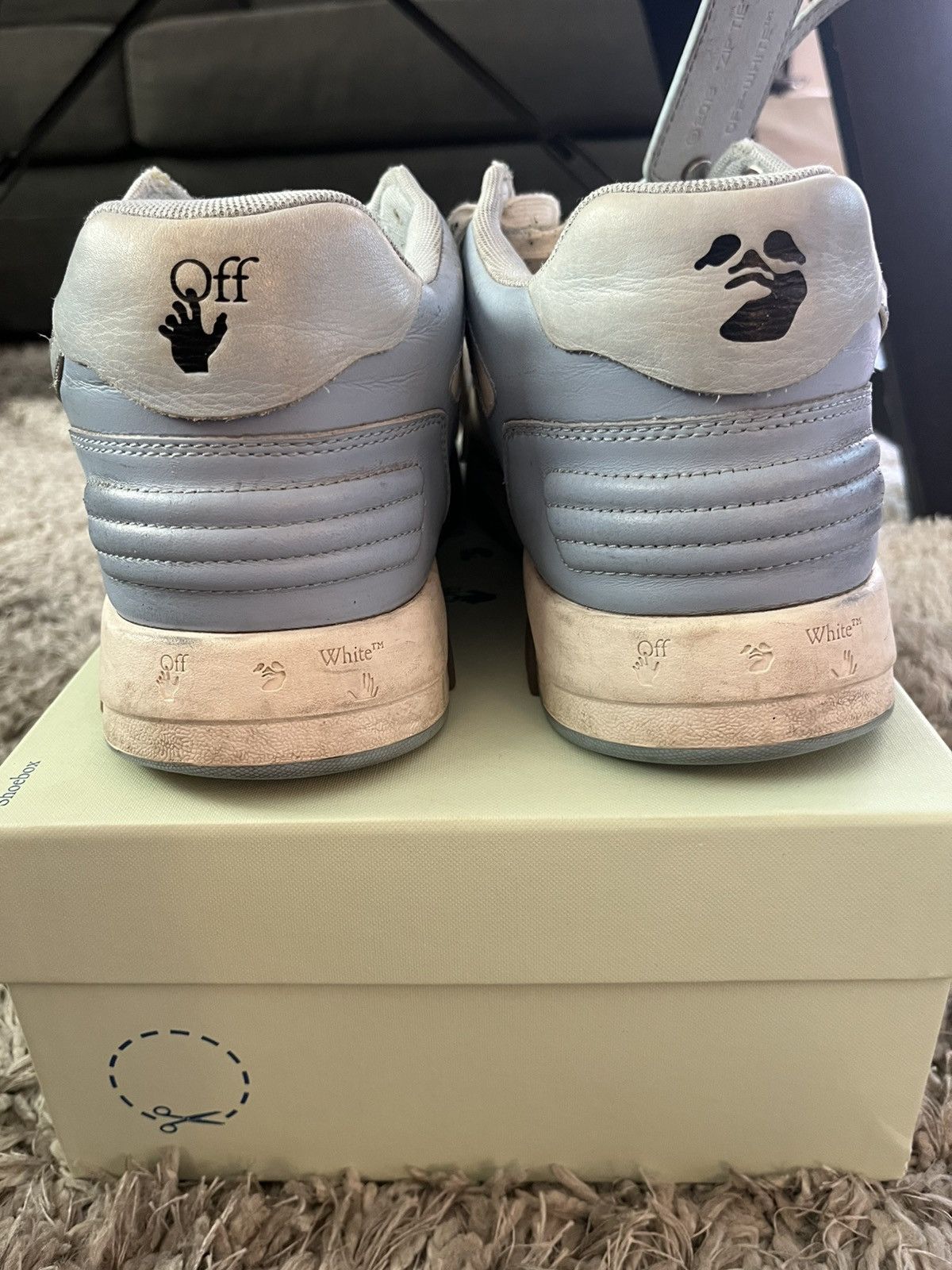 Off-White Off White Out Of Office Calf Leather Sneaker Light Blue Size US 13 / EU 46 - 6 Thumbnail