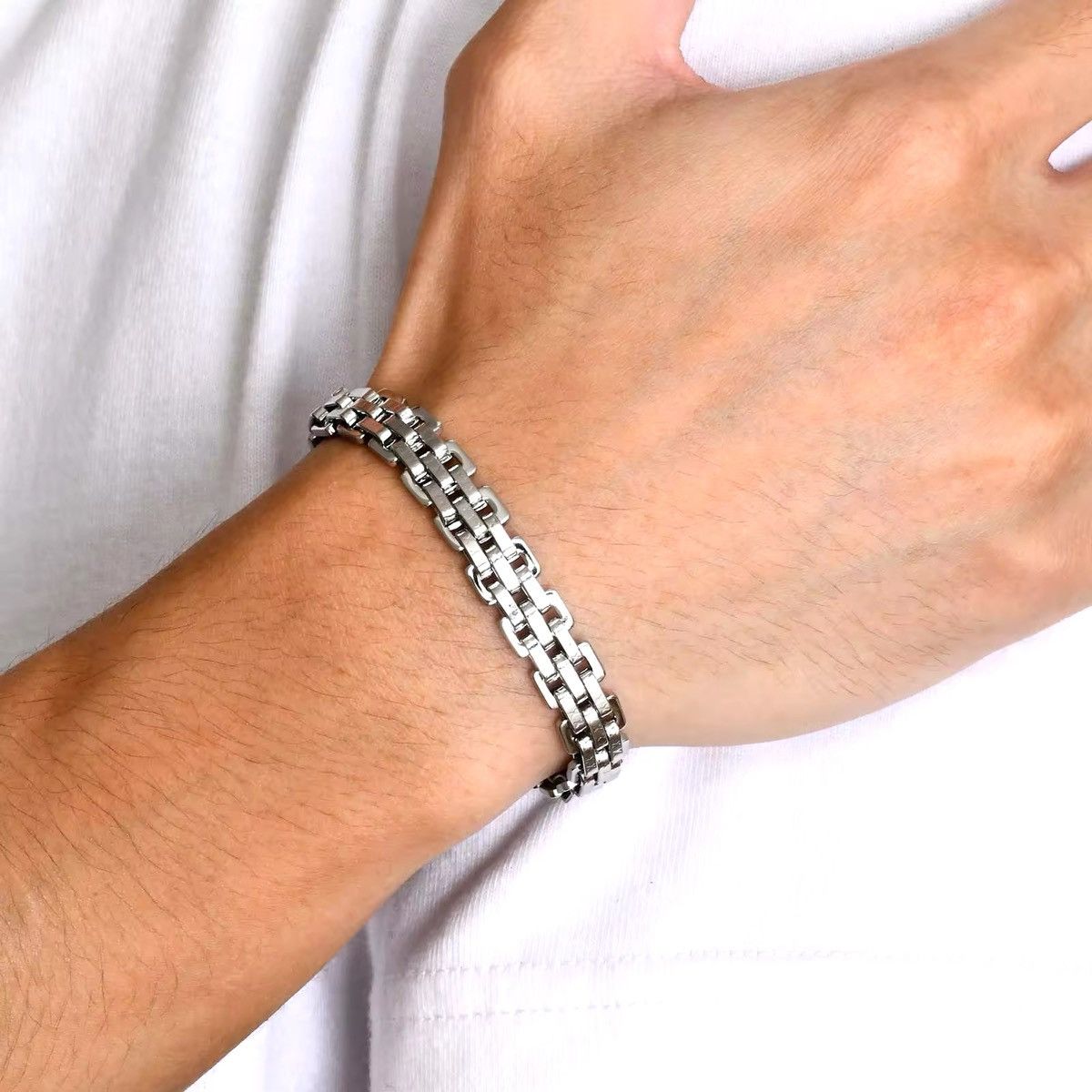 Jewelry Handmade Link Chain Stainless Steel Punk Bracelets Size ONE SIZE - 1 Thumbnail