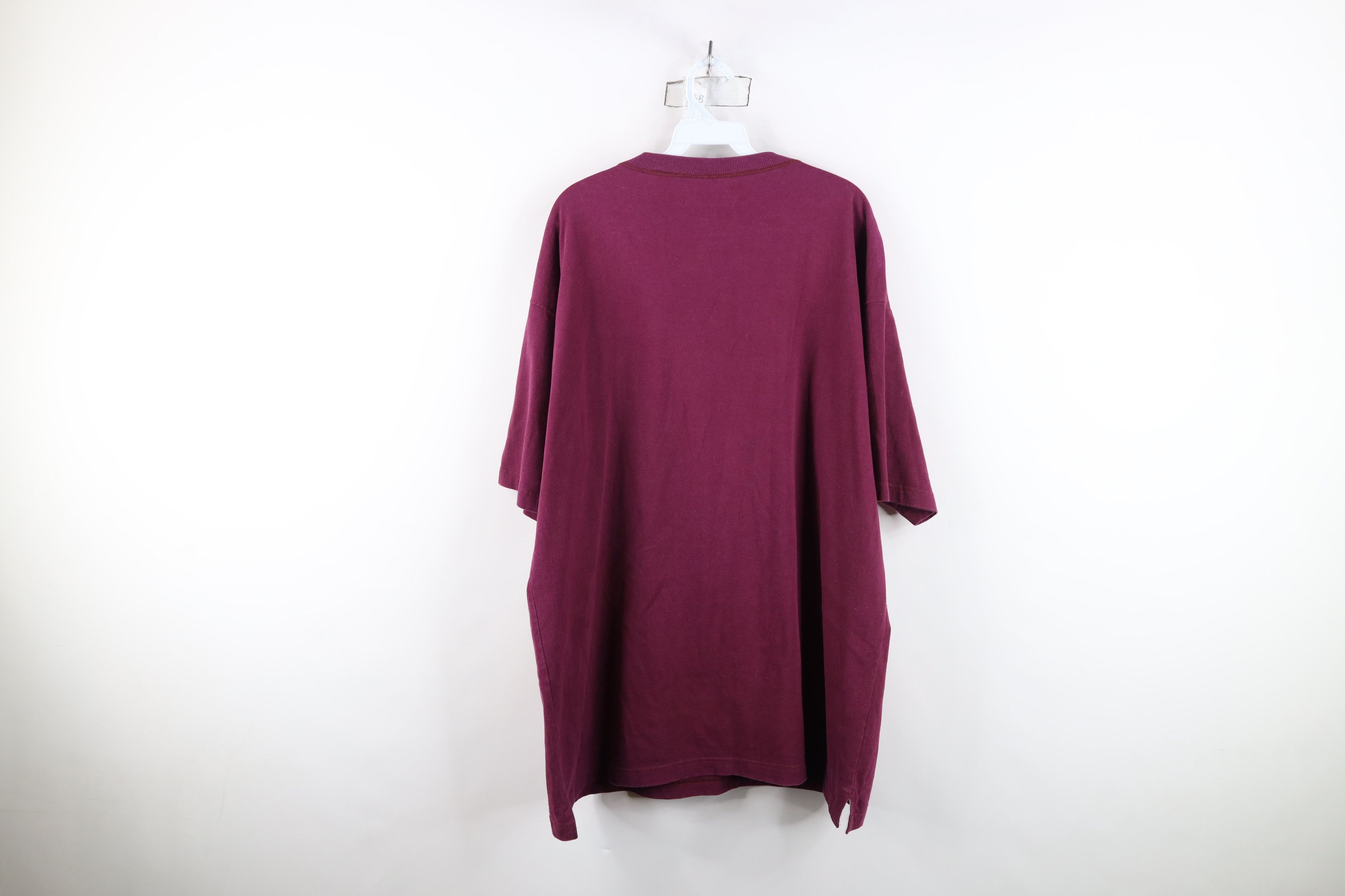 Vintage Vintage 90s Streetwear Blank Baggy Fit Henley T-Shirt Maroon Size US L / EU 52-54 / 3 - 13 Thumbnail