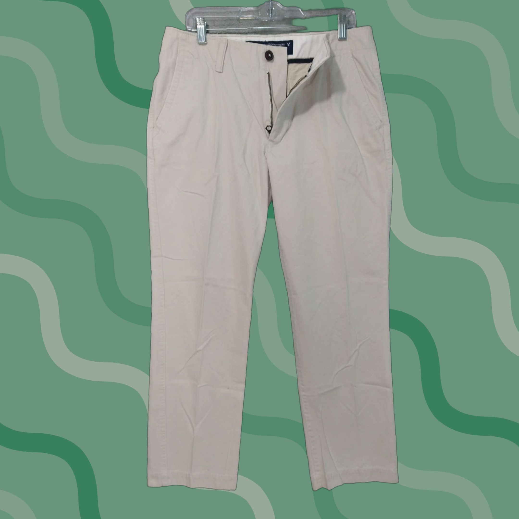 American Eagle Outfitters American Eagle Outfitters Pants Men 32x32 Cream Chino Original Straight Mid Rise Flat Front Casual Workwear College Preppy Shoes Mens Size US 33 - 1 Thumbnail