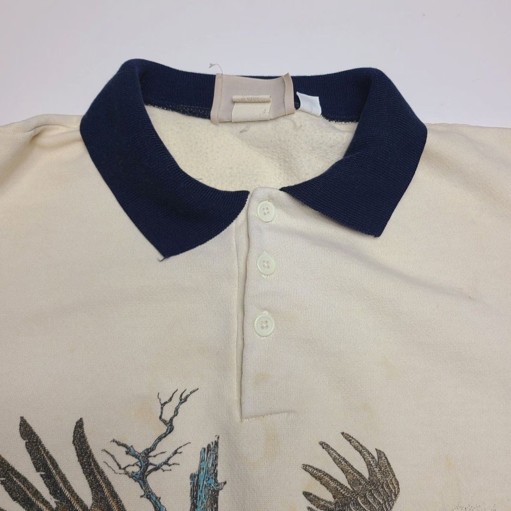 Vintage VINTAGE Traverse Bay Eagle Collared Sweatshirt All Over Print 90's Animal Nature USA Men's Large L Beige Sweatshirt Mens Size US L / EU 52-54 / 3 - 5 Thumbnail