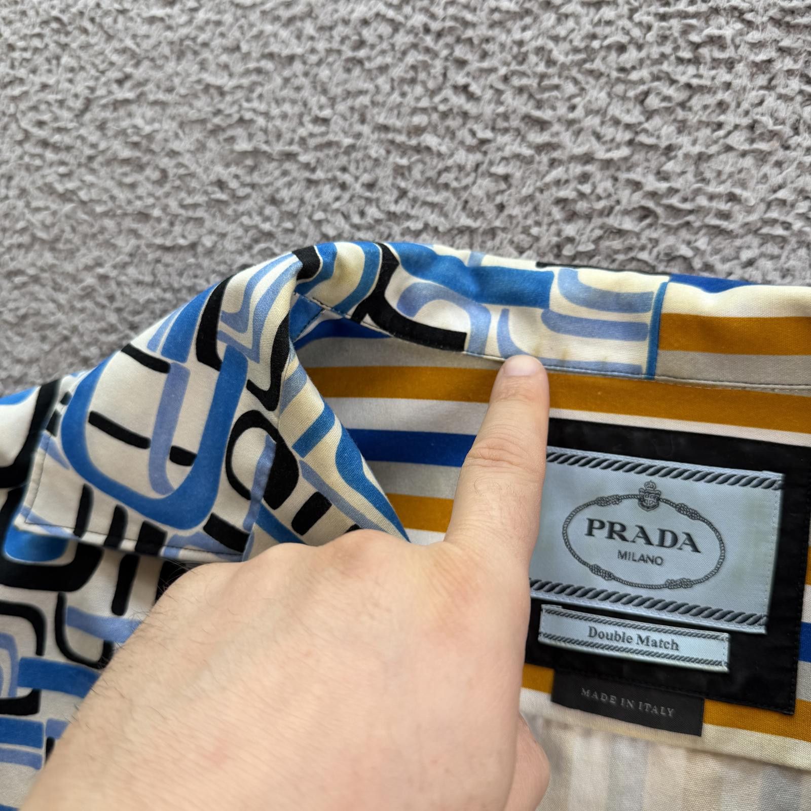 Prada Prada Double Match Shirt XL Split Flame Stripe Button Up Size US XL / EU 56 / 4 - 8 Thumbnail