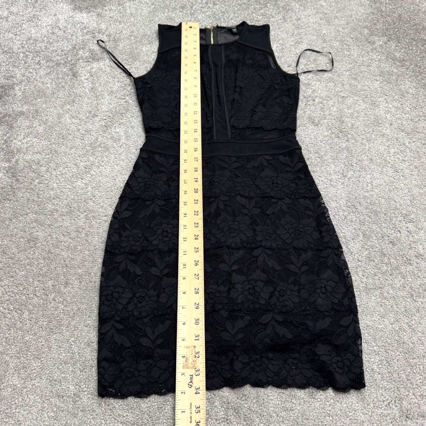 Guess GUESS Black Lace Tiered Bodycon Mini Dress Womens S Sleeveless Party Sheer Nylon Spandex Size S / US 4 / IT 40 - 5 Thumbnail