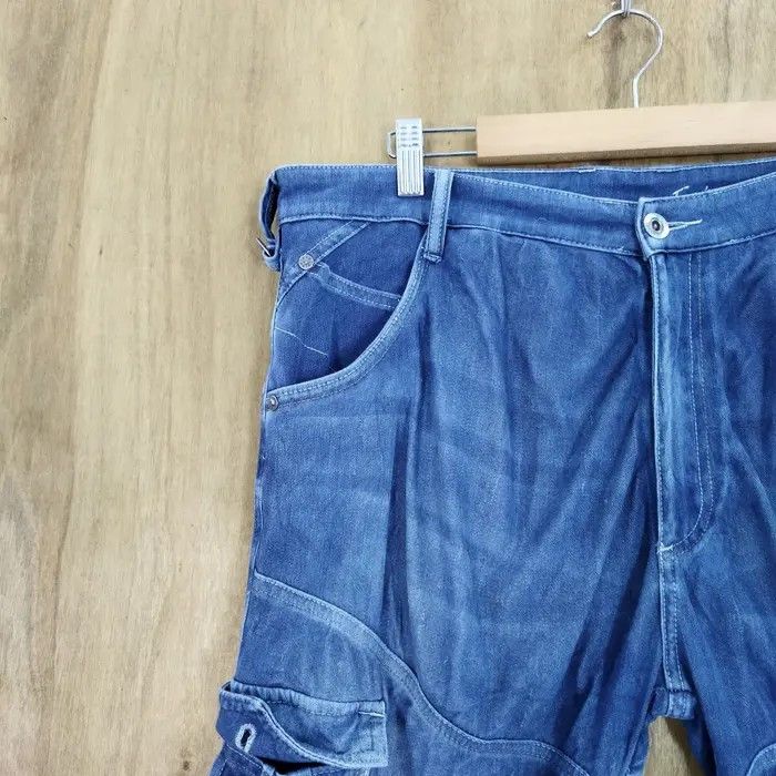 Japanese Brand FIELDCORE STRECTH BLUE SKINNY CARGO PANTS Size US 34 / EU 50 - 4 Thumbnail