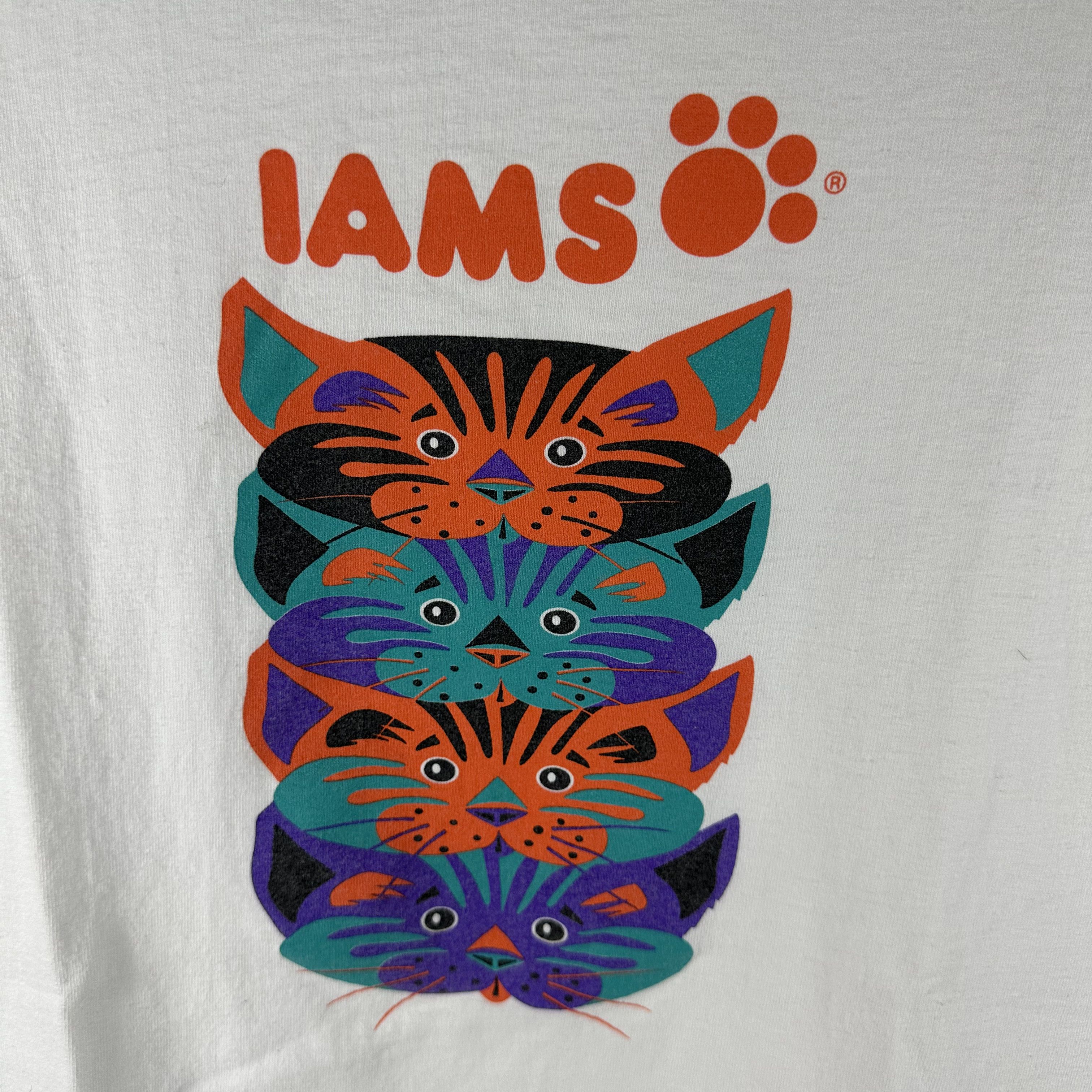 Vintage 90s Iams Cat Food Artwork Promo Single Stitch T-Shirt Size US L / EU 52-54 / 3 - 2 Thumbnail