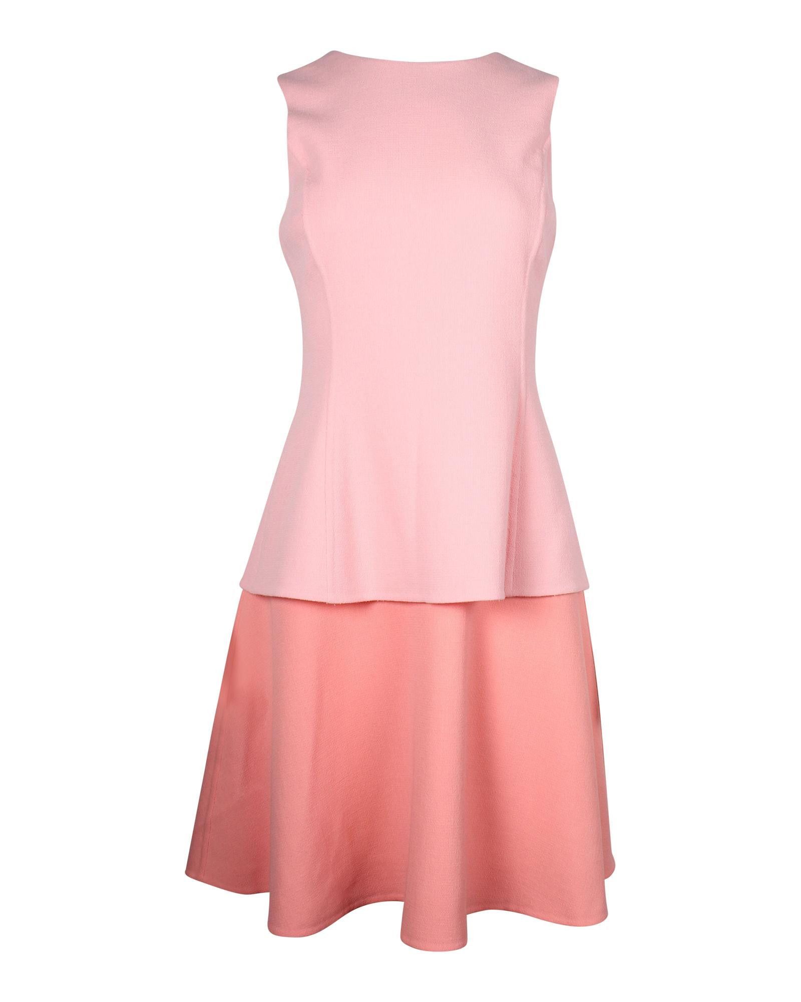 image of Oscar De La Renta Textured Color-Block Tiered Dress In Pink Lana Vergine, Women's (Size XS)