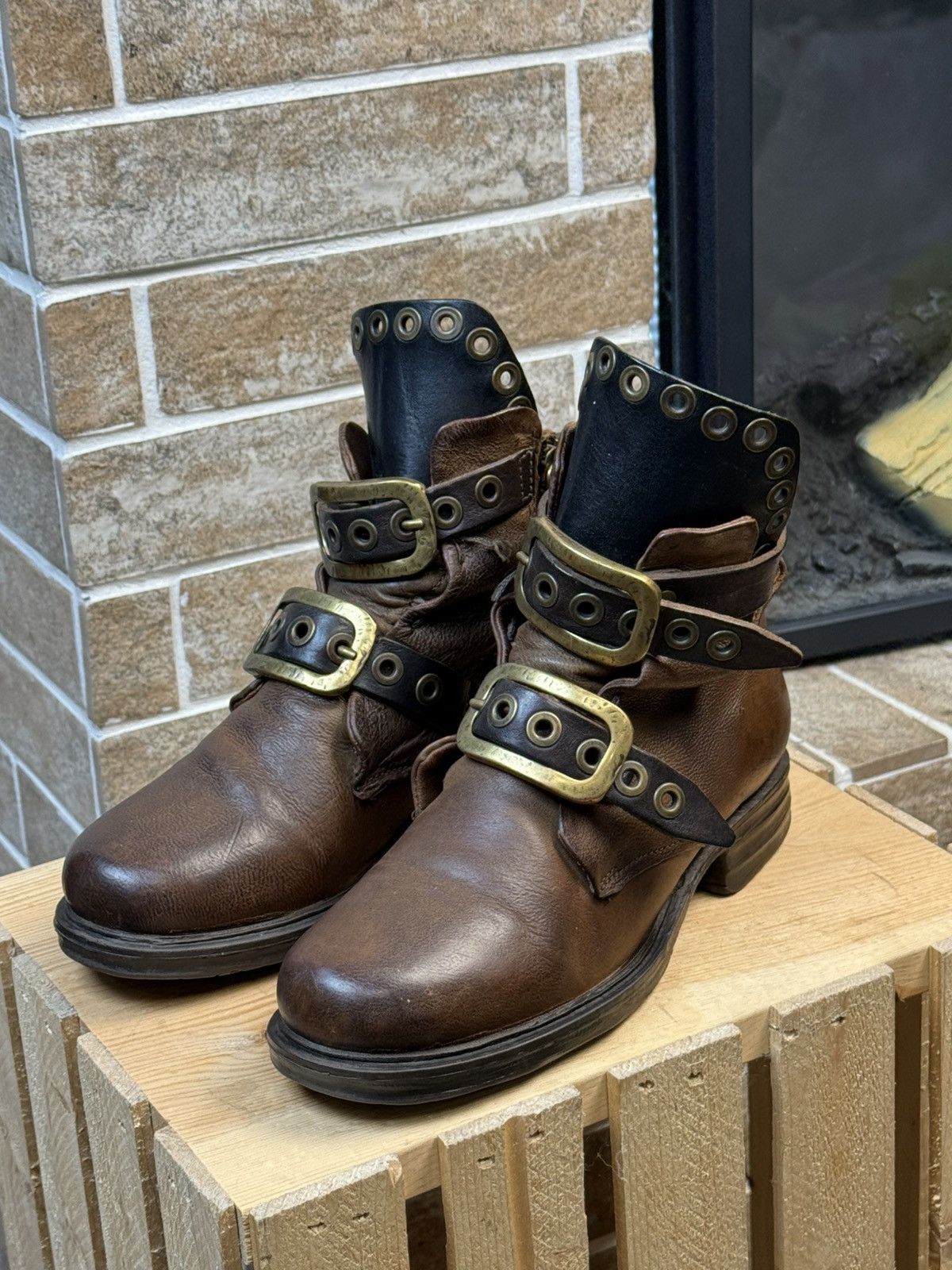 Airstep Brown Leather Biker Boots