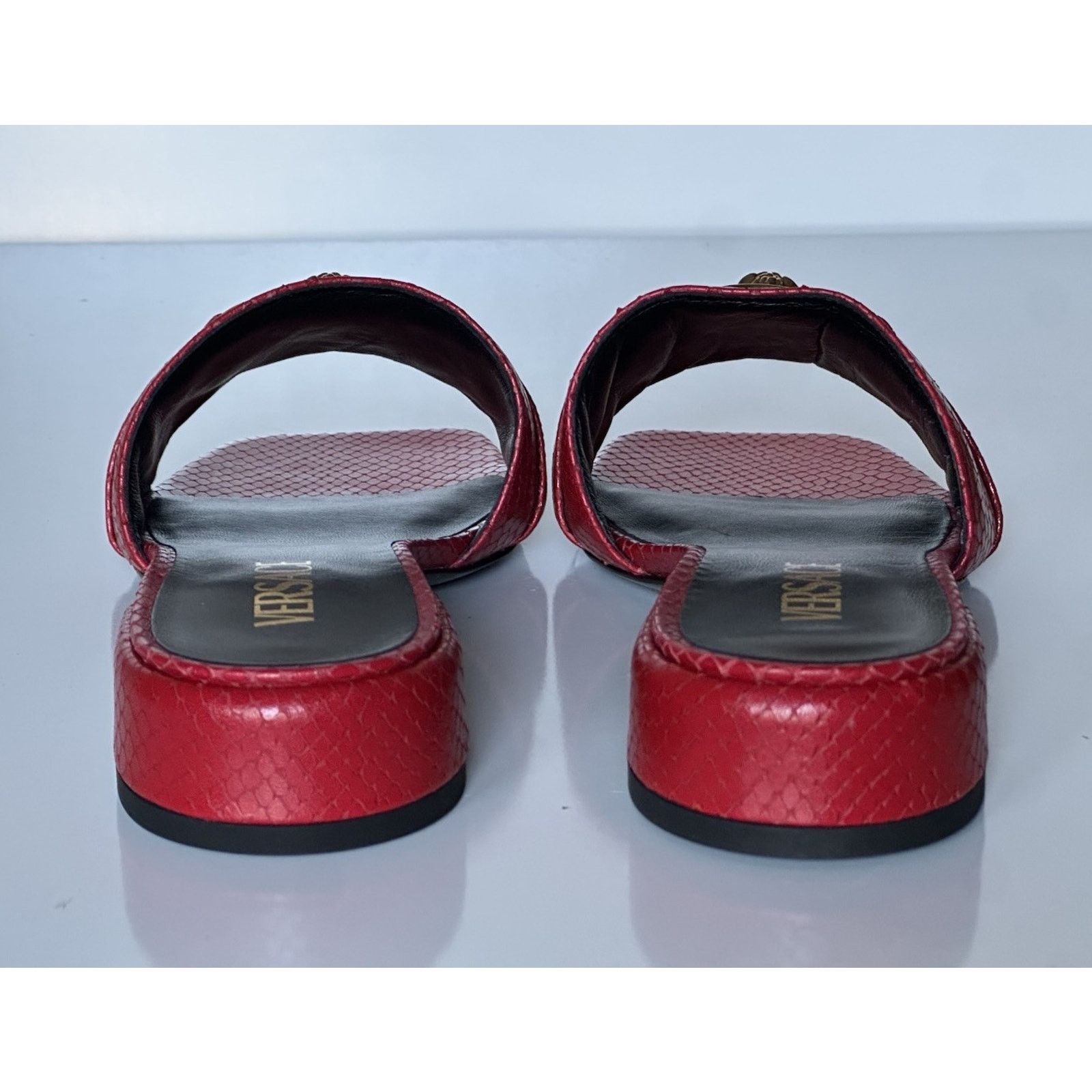 Versace VERSACE Gold Medusa Women's Dark Red Sandals 9 US 1014748 Size US 9 / IT 39 - 12 Thumbnail