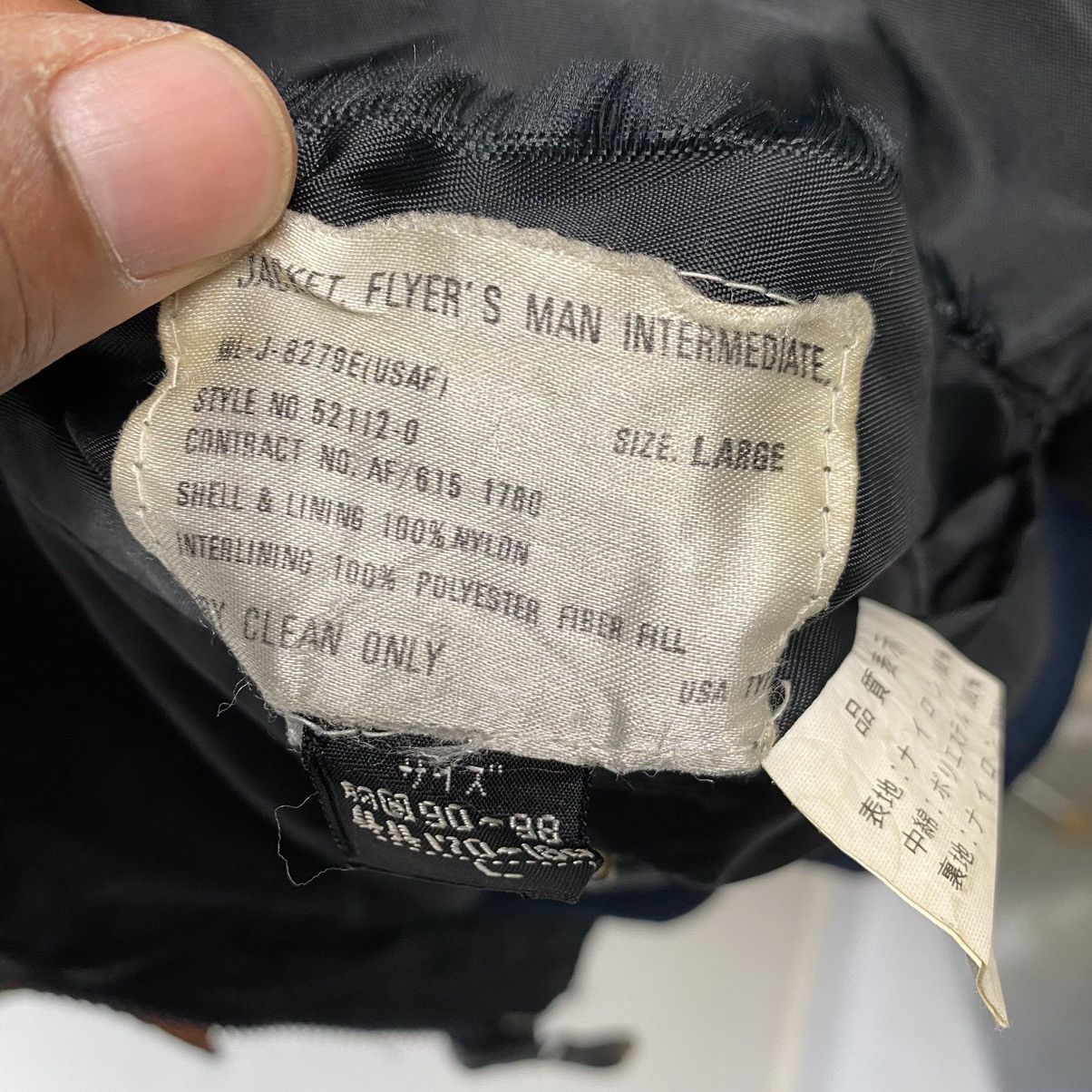 Vintage Jacket Fly Intermediate Vintage 90s MA 1 Fly Bomber