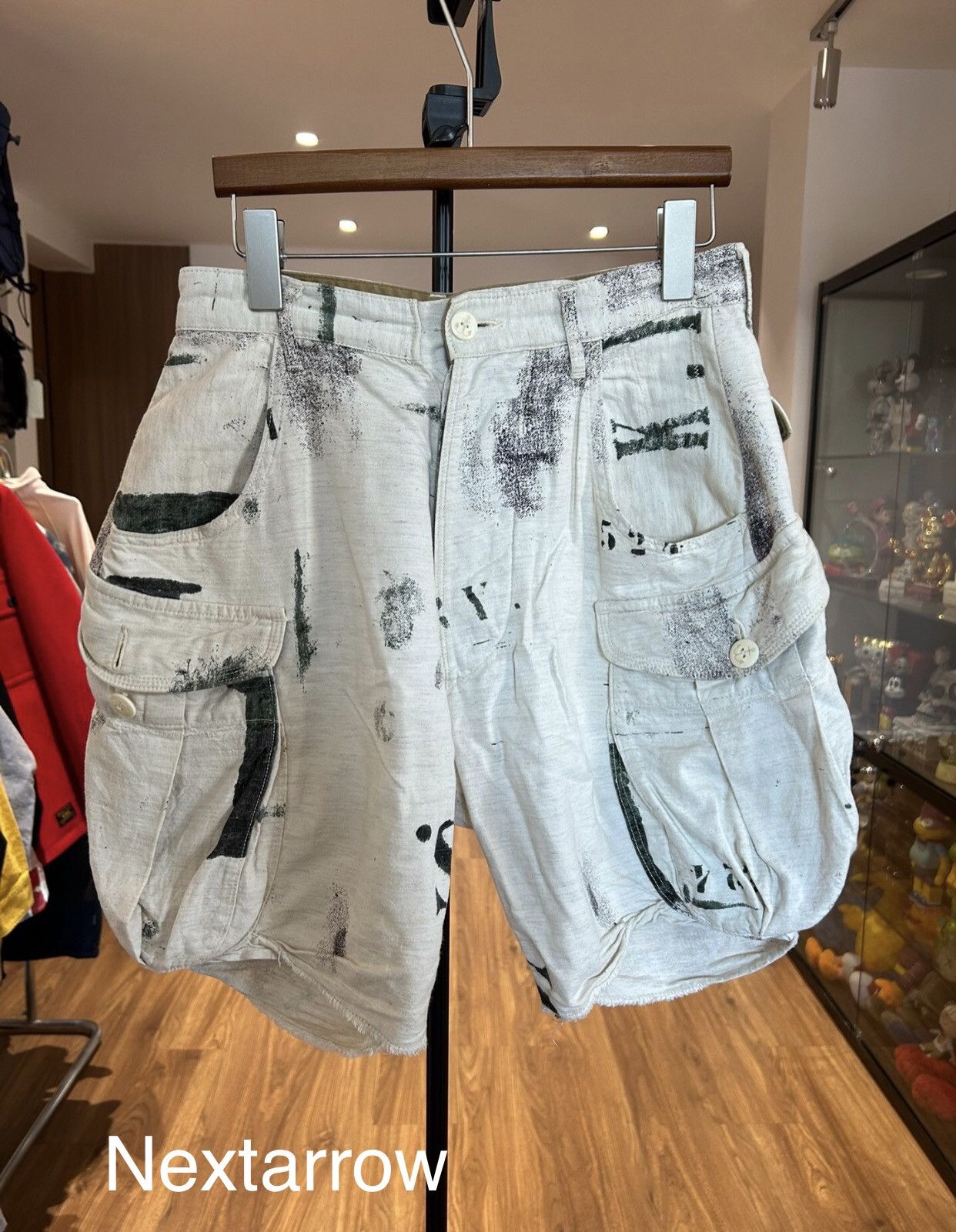 Kapital Kapital Nissan Graffiti Vintage Slogan Printed Linen Shorts Size US 32 / EU 48 - 1 Thumbnail