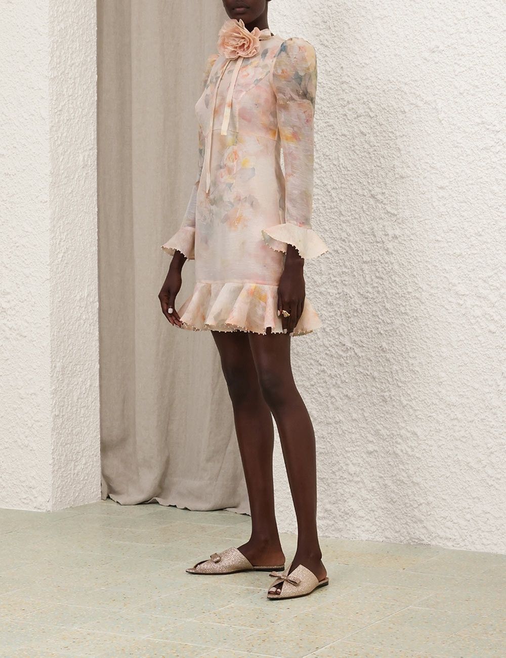 Zimmermann oc11z0226 Crush Flower Mini Dress In Multicolor Size L / US 10 / IT 46 - 3 Thumbnail