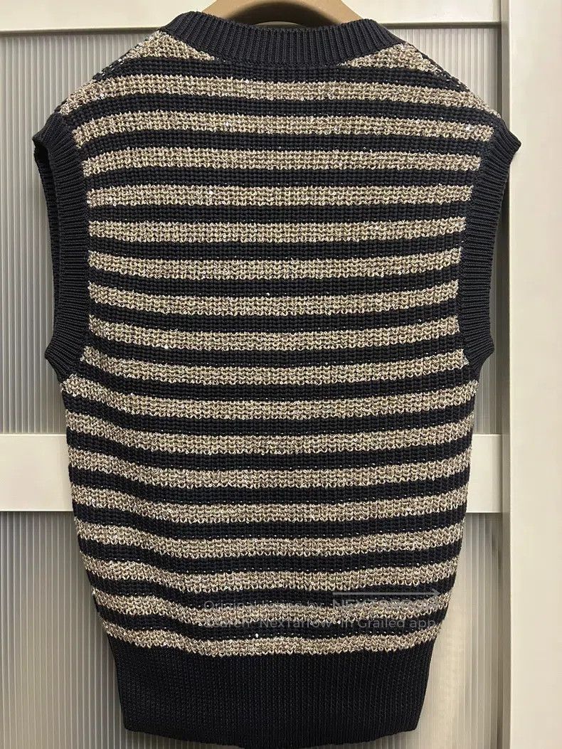 Brunello Cucinelli Brunello Cucinelli 100% Cotton Vest with Fine Glitter Size M / US 6-8 / IT 42-44 - 3 Thumbnail