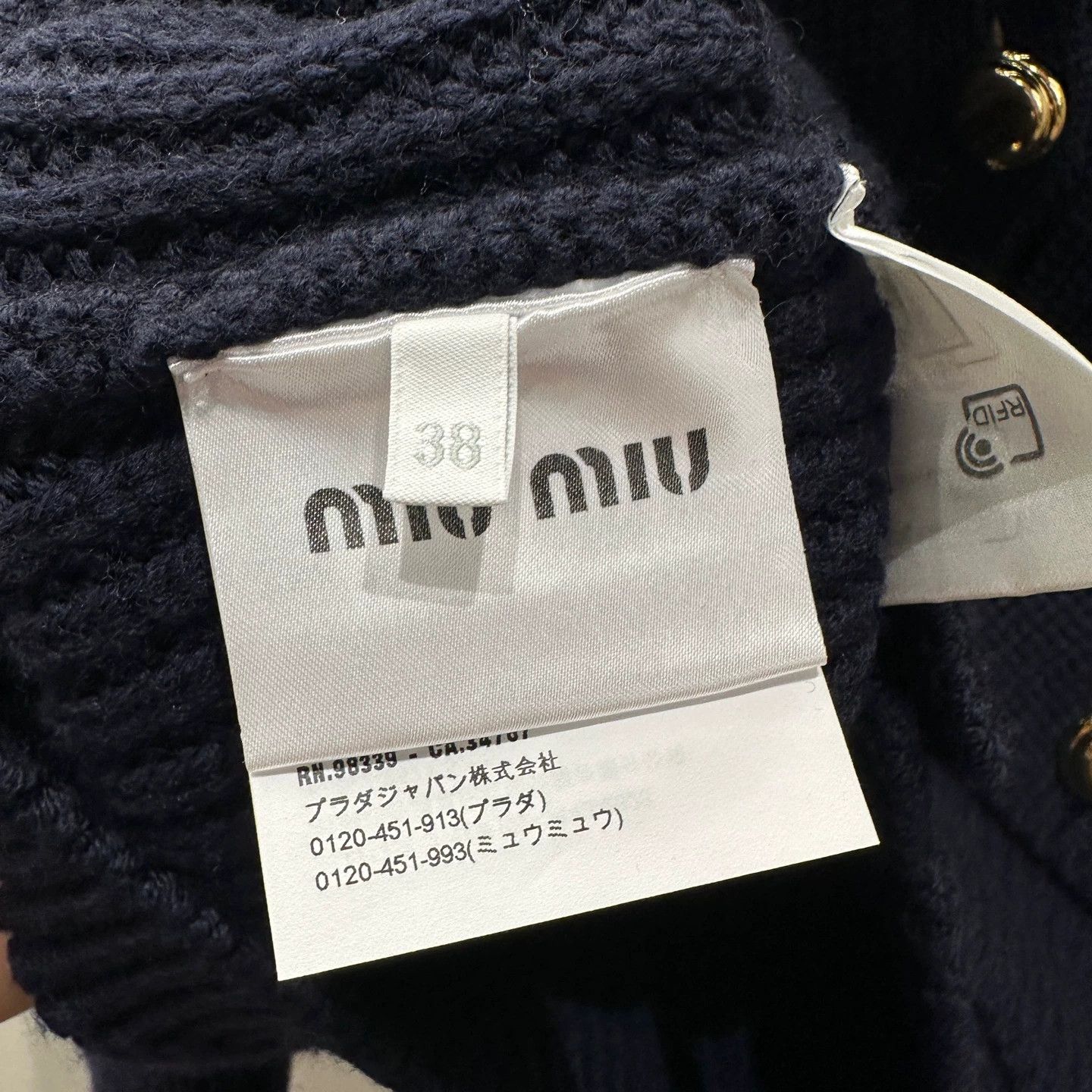 Miu Miu MIU MIU mar241 logo gold button navy collar knit top 38 Size XS / US 0-2 / IT 36-38 - 4 Thumbnail