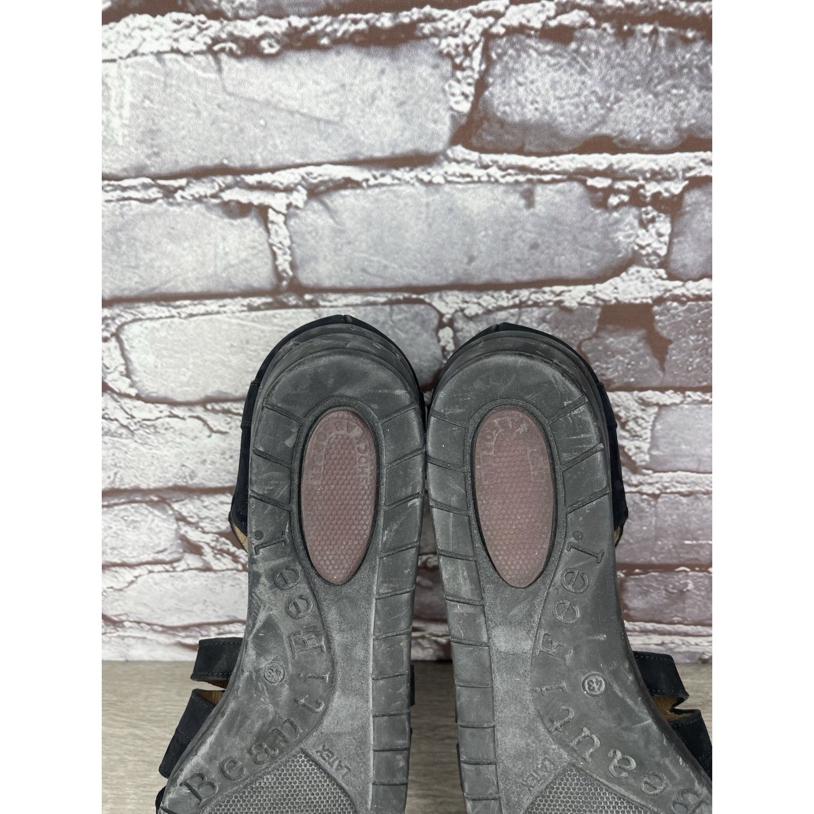 Beautiful Ful BeautiFeel Black Suede Leather Fisherman Strap Wedge Sandals Size US 12 / IT 42 - 7 Thumbnail