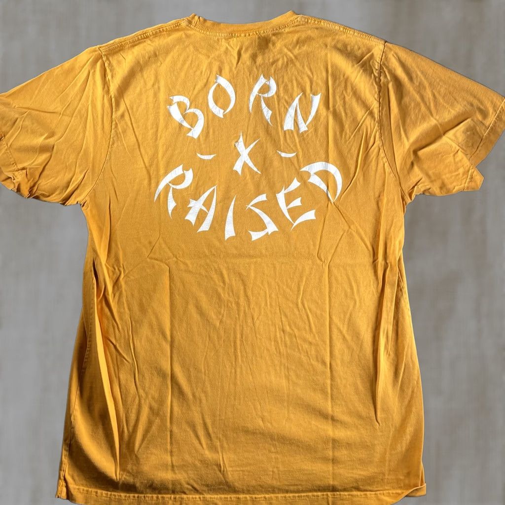 Born X Raised Born x Raised Shirt Mens Large Yellow Back Print Logo Graphic Tee Streetwear Size US L / EU 52-54 / 3 - 1 Thumbnail