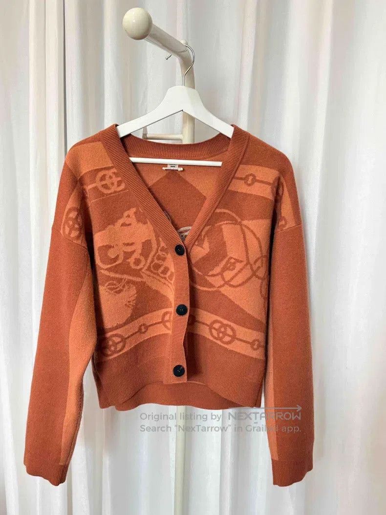 Hermes Hermes Orange Wool Knit Cardigan Size XS / US 0-2 / IT 36-38 - 1 Thumbnail